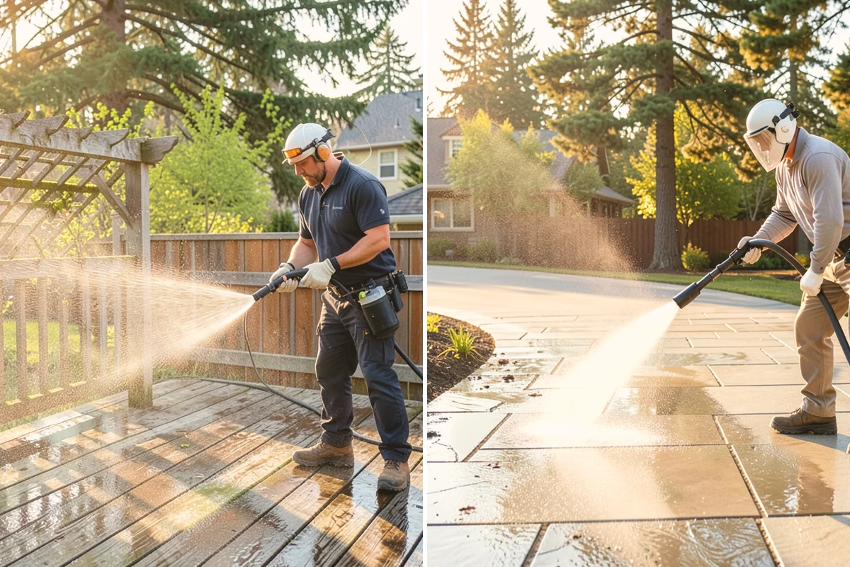 Gutter Brightening in Kirkland, King County, WA - Pre-rinse the gutter exteriors to remove loose dirt