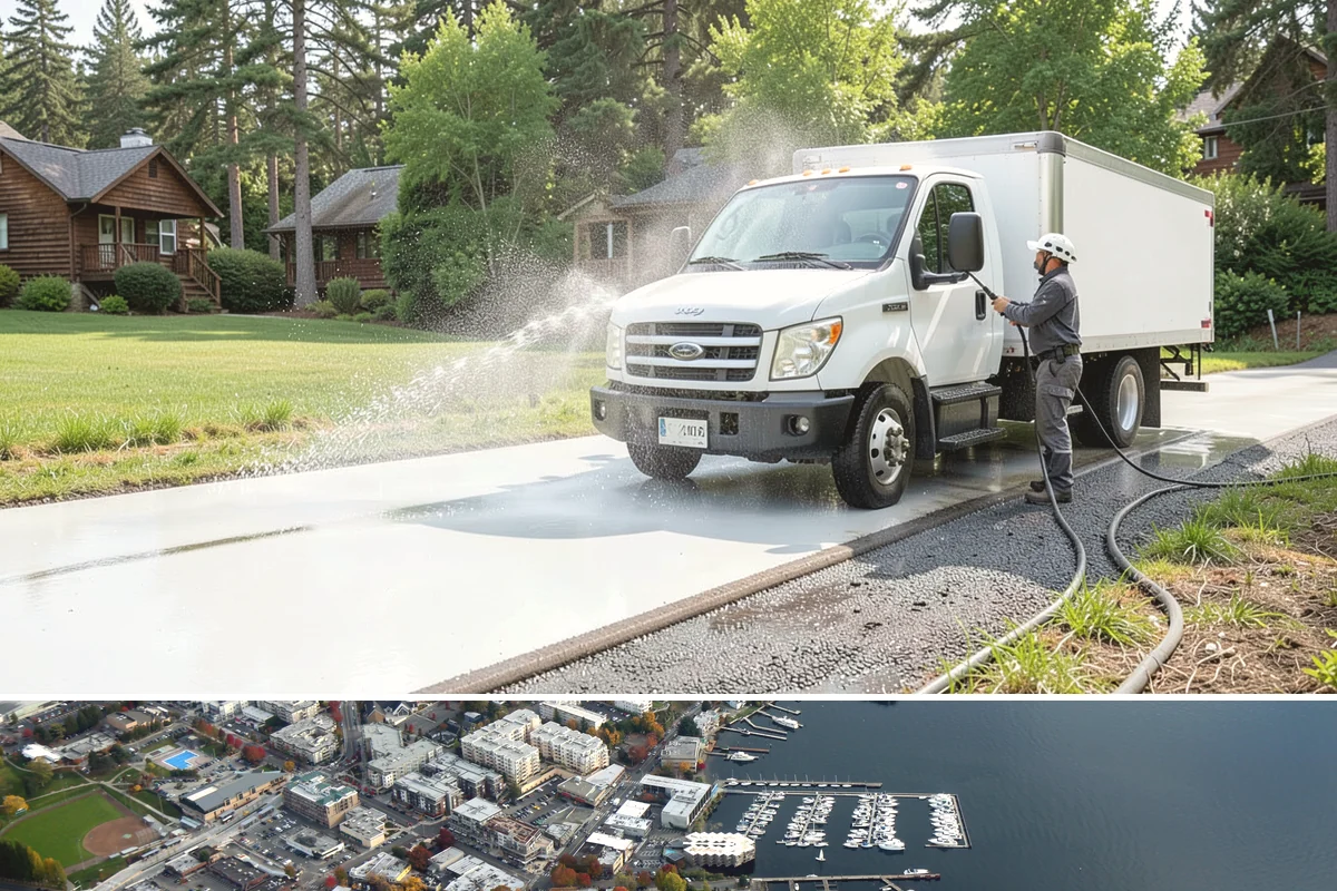 Gutter Brightening in Kirkland, King County, WA - Brighten in the drier summer stretch so the treatment works without immediate rain washing it off.