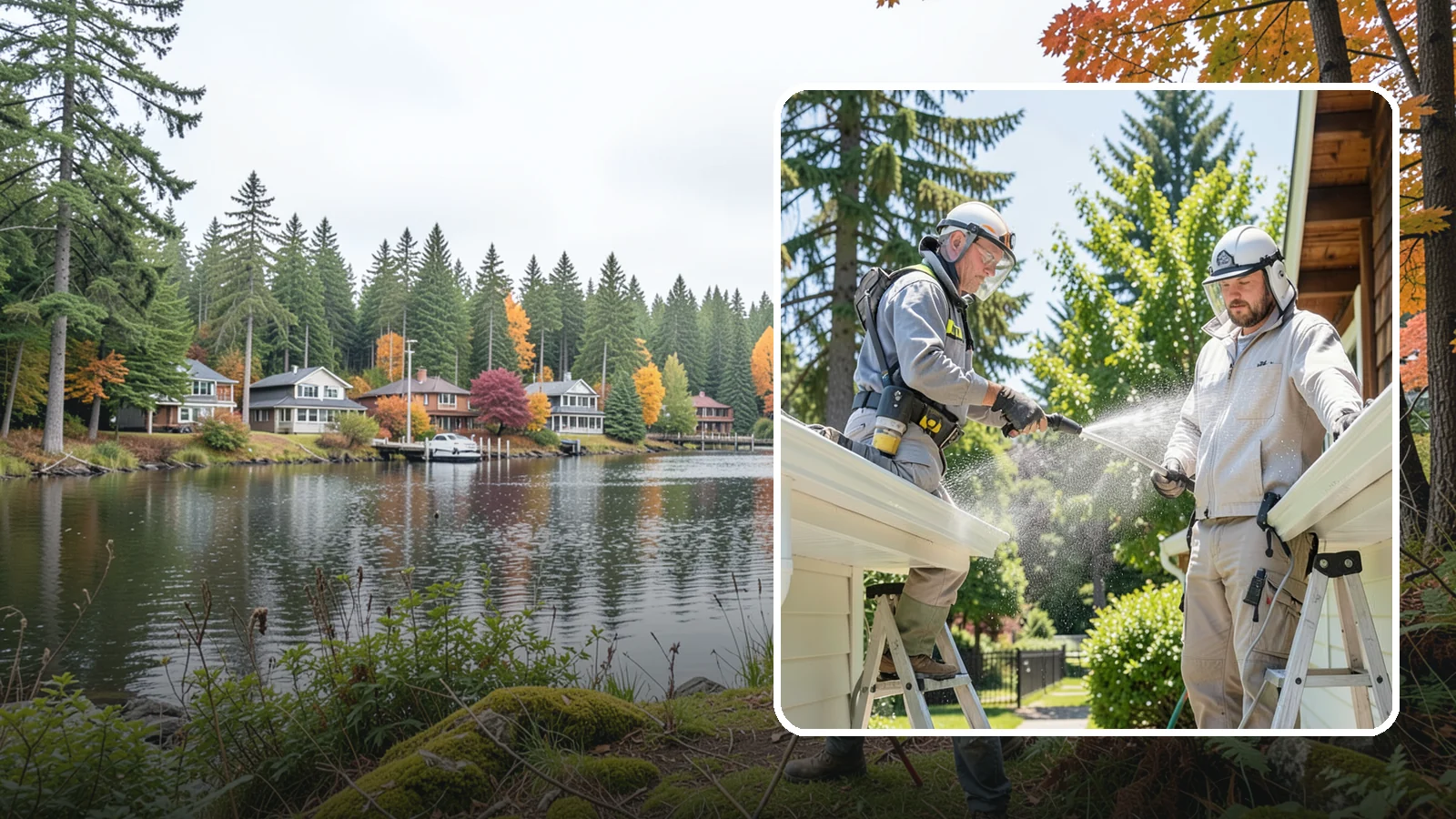 Gutter Brightening in La Conner, Skagit County, WA - A brightening treatment that lifts dull, chalky buildup from gutter exteriors to renew their factory sheen.