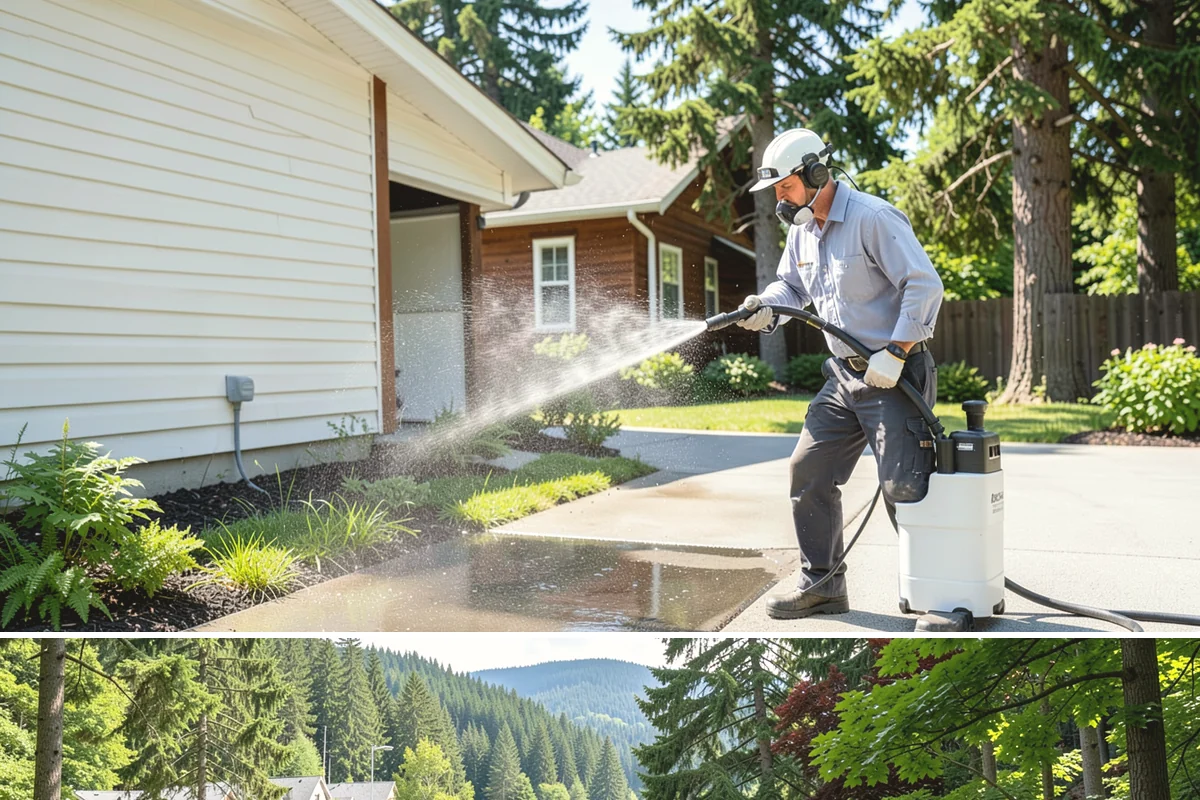 Gutter Brightening in Lake Forest Park, King County, WA - Brighten in the drier summer stretch so the treatment works without immediate rain washing it off.