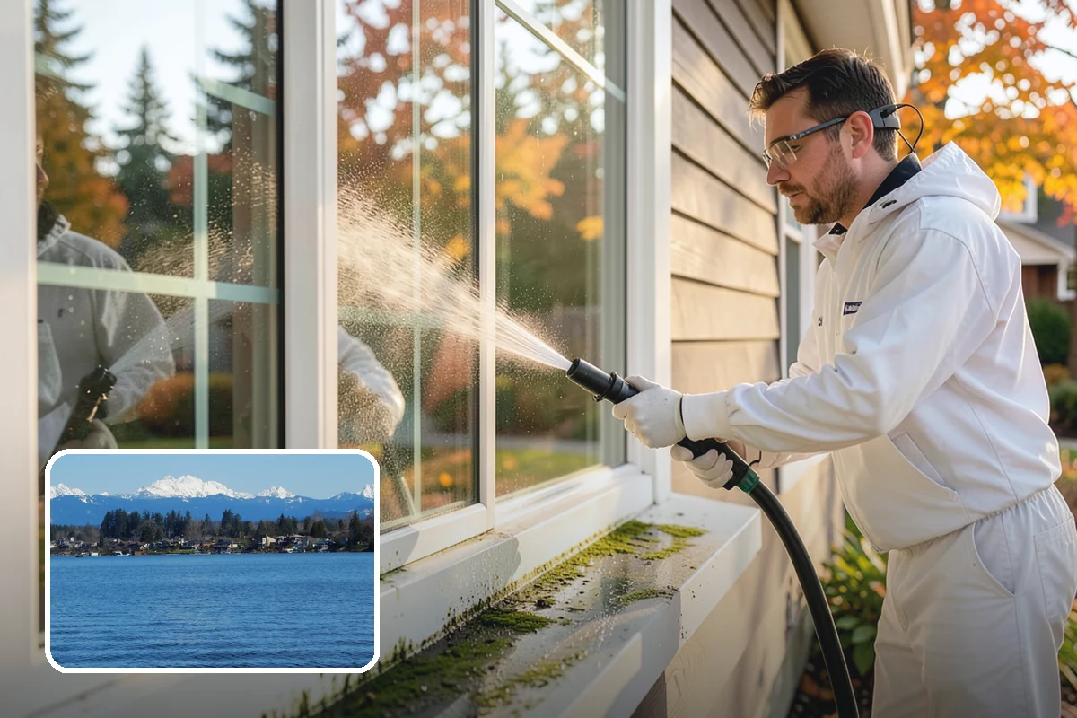 Gutter Brightening in Lake Stevens, Snohomish County, WA - Lifts chalky weathered film that plain washing misses