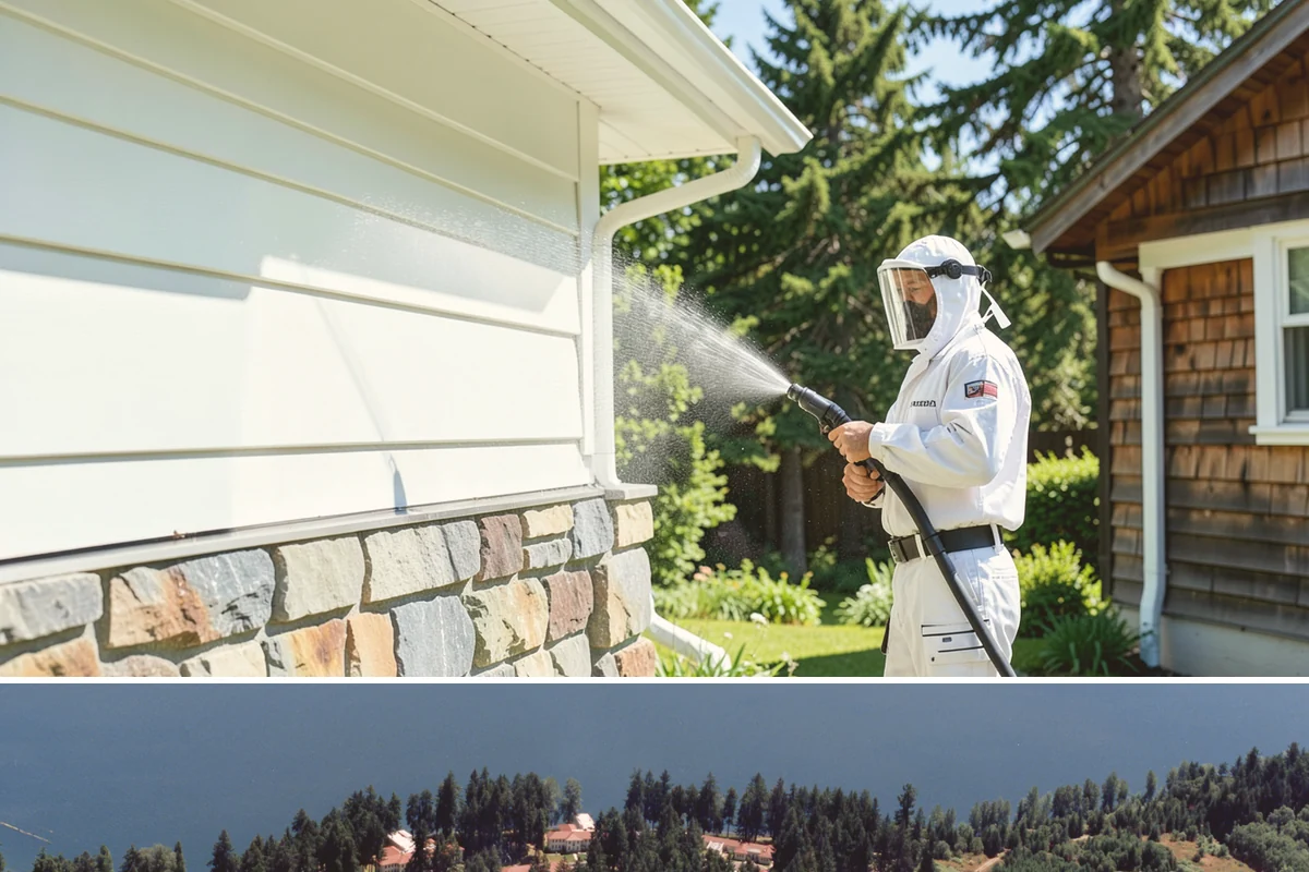 Gutter Brightening in Lakewood, Pierce County, WA - Brighten in the drier summer stretch so the treatment works without immediate rain washing it off.