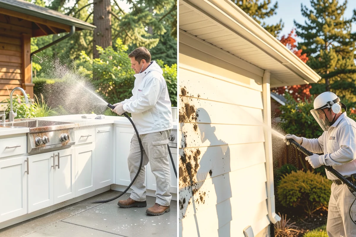Gutter Brightening in Langley, Island County, WA - Pre-rinse the gutter exteriors to remove loose dirt
