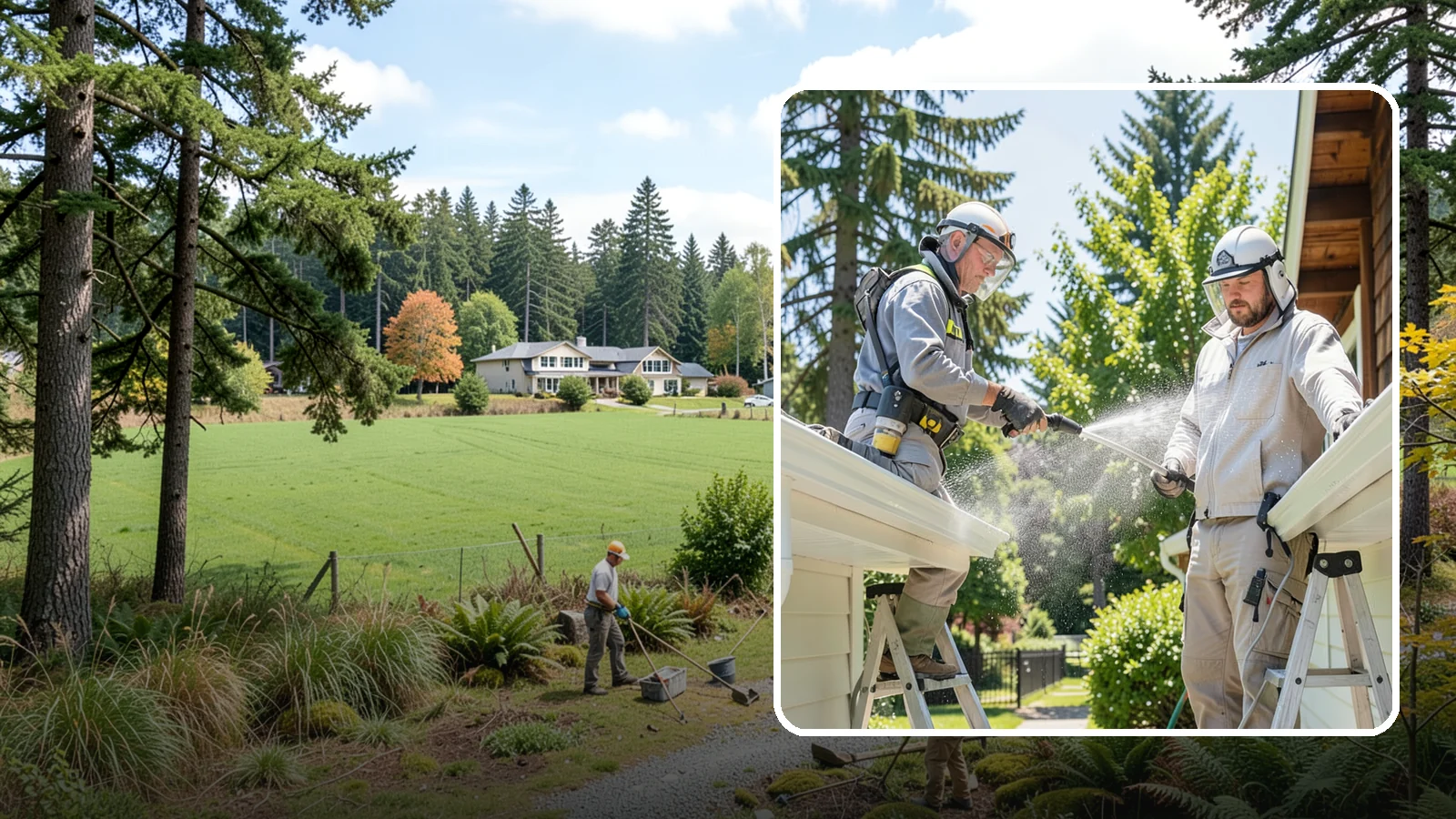 Gutter Brightening in Lyman, Skagit County, WA - A brightening treatment that lifts dull, chalky buildup from gutter exteriors to renew their factory sheen.