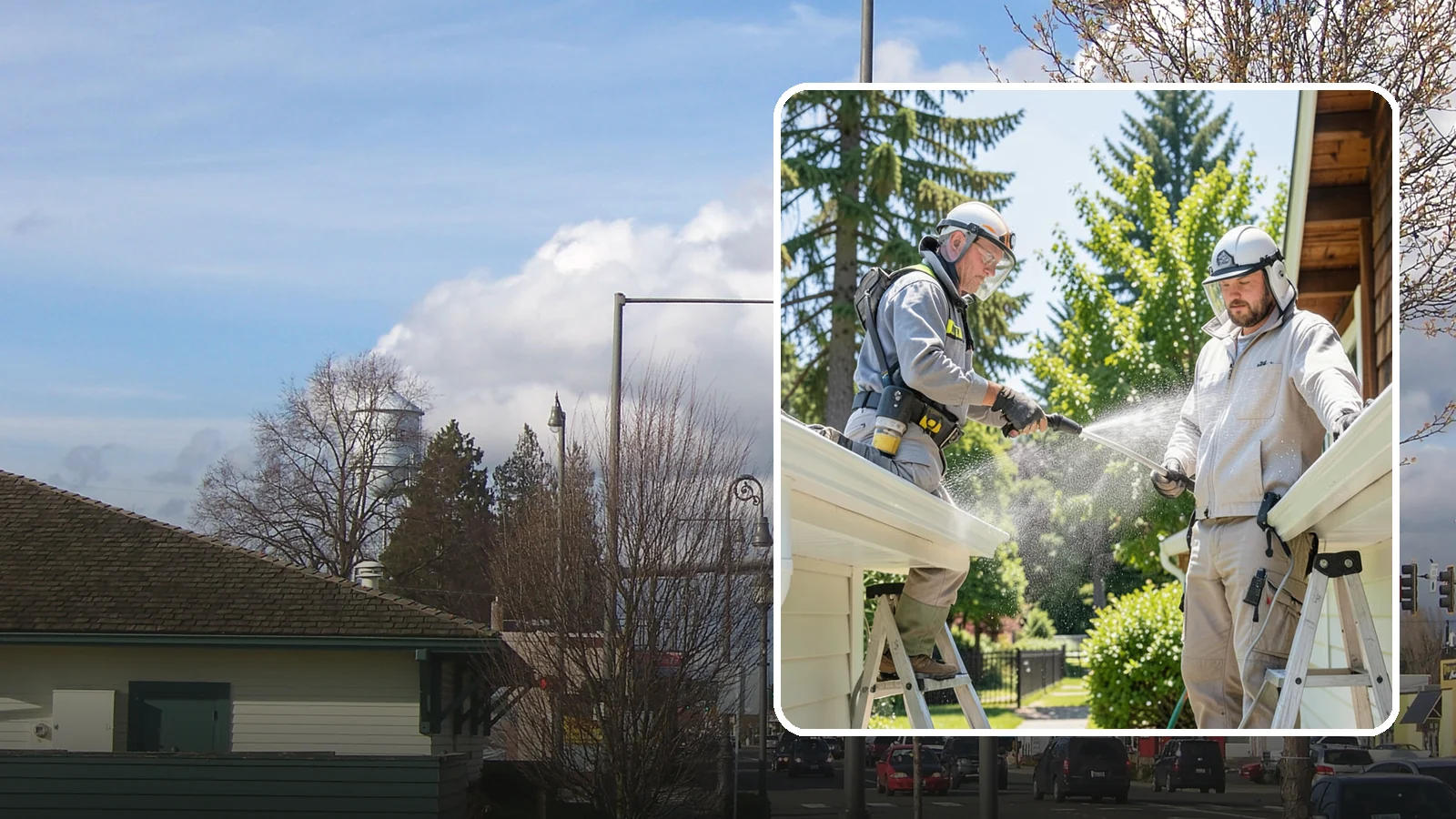 Gutter Brightening in Marysville, Snohomish County, WA - A brightening treatment that lifts dull, chalky buildup from gutter exteriors to renew their factory sheen.