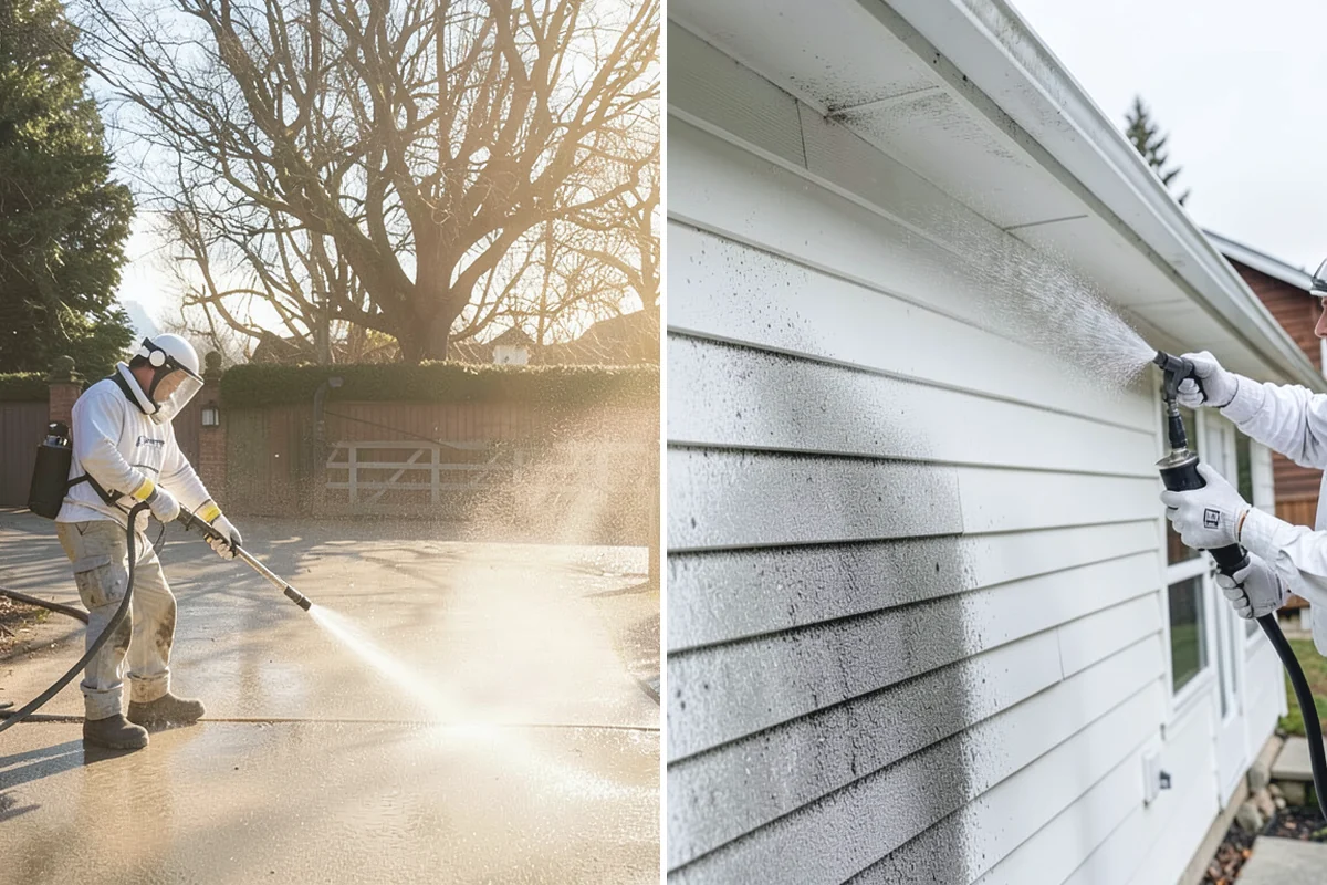 Gutter Brightening in Marysville, Snohomish County, WA - Pre-rinse the gutter exteriors to remove loose dirt