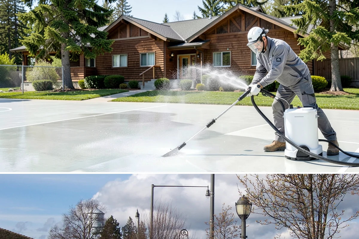 Gutter Brightening in Marysville, Snohomish County, WA - Brighten in the drier summer stretch so the treatment works without immediate rain washing it off.