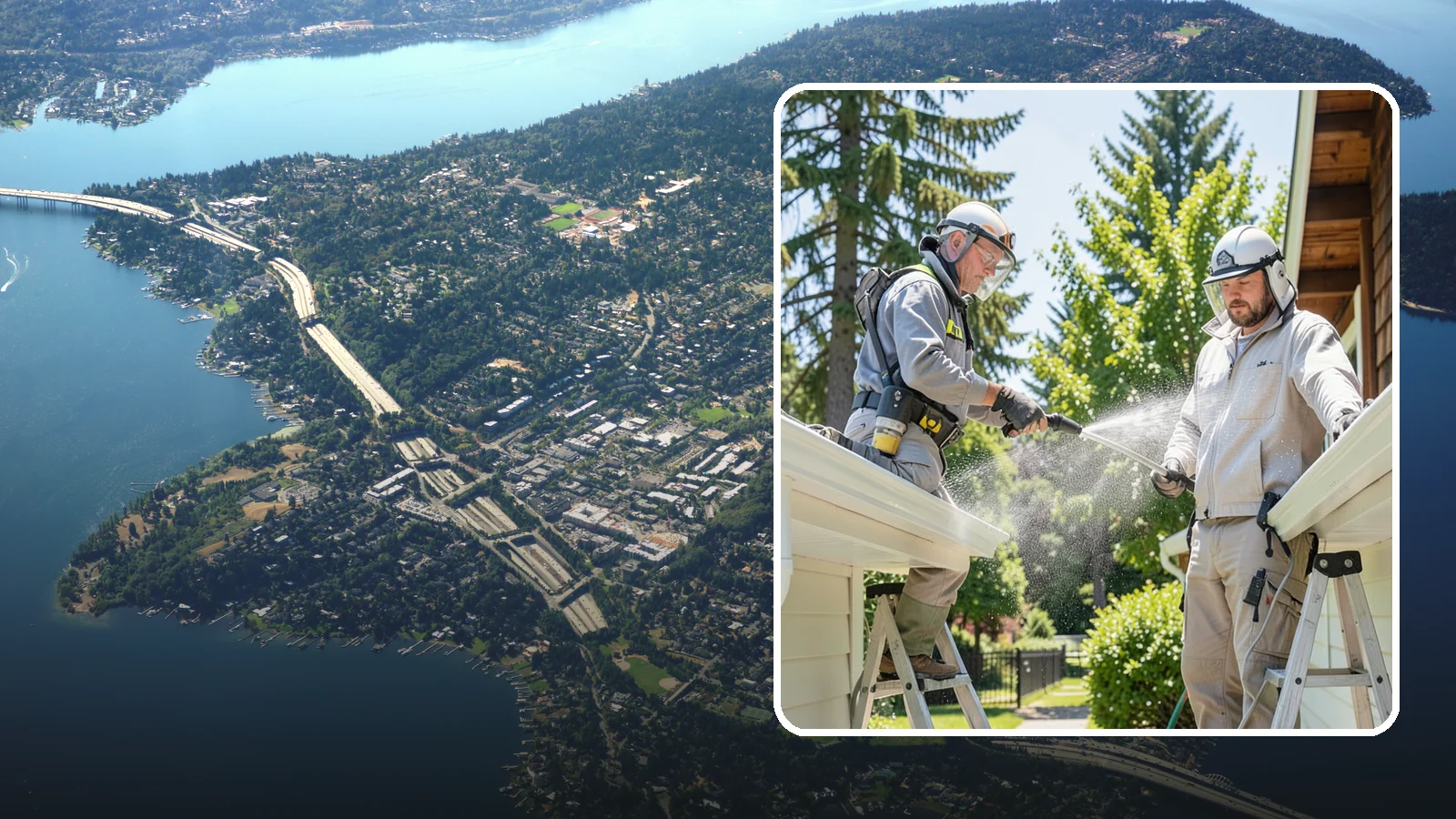 Gutter Brightening in Mercer Island, King County, WA - A brightening treatment that lifts dull, chalky buildup from gutter exteriors to renew their factory sheen.