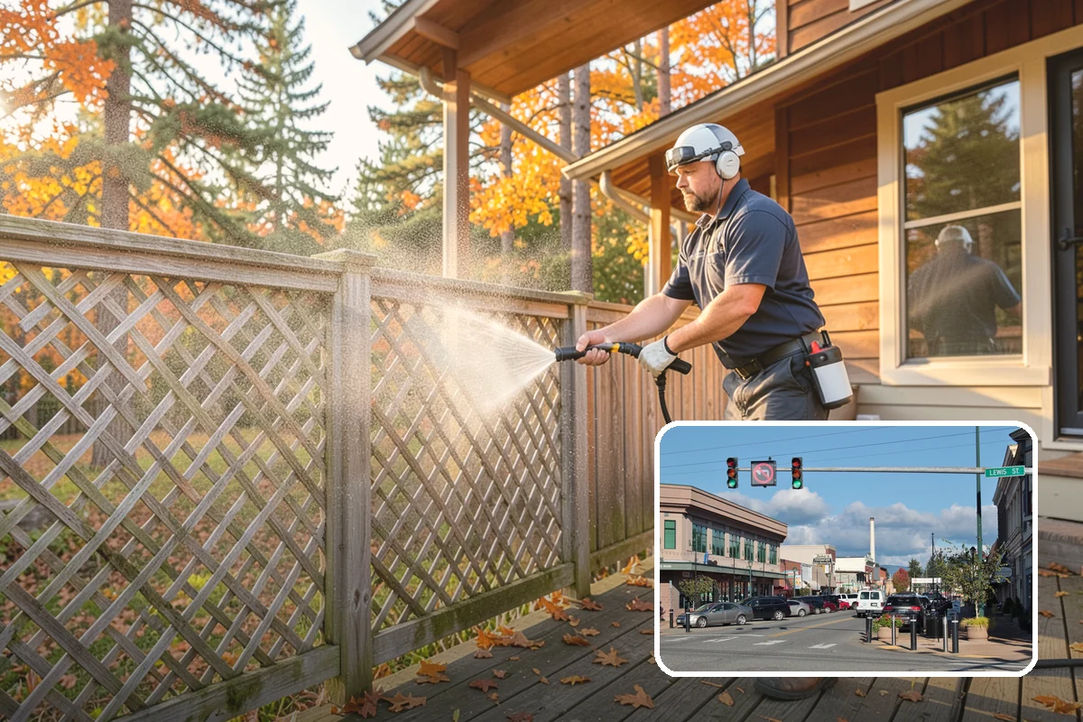 Gutter Brightening in Monroe, Snohomish County, WA - Lifts chalky weathered film that plain washing misses