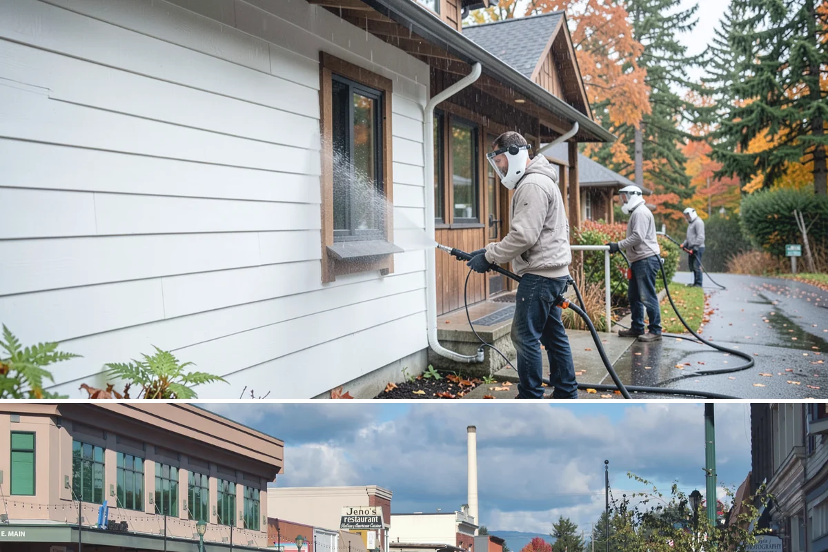 Gutter Brightening in Monroe, Snohomish County, WA - Brighten in the drier summer stretch so the treatment works without immediate rain washing it off.