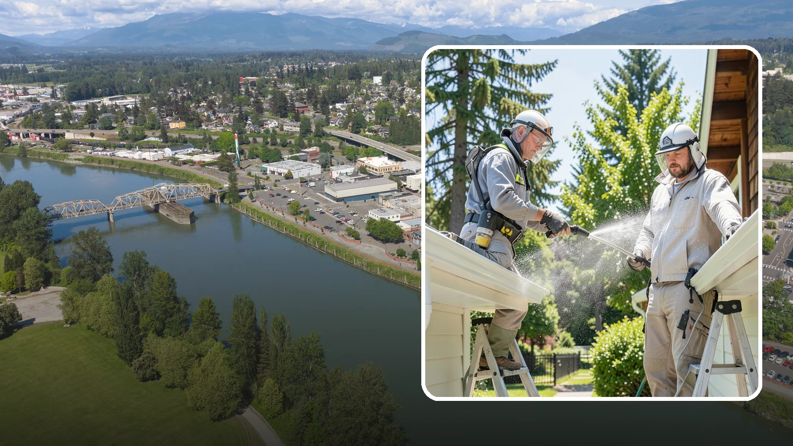 Gutter Brightening in Mount Vernon, Skagit County, WA - A brightening treatment that lifts dull, chalky buildup from gutter exteriors to renew their factory sheen.