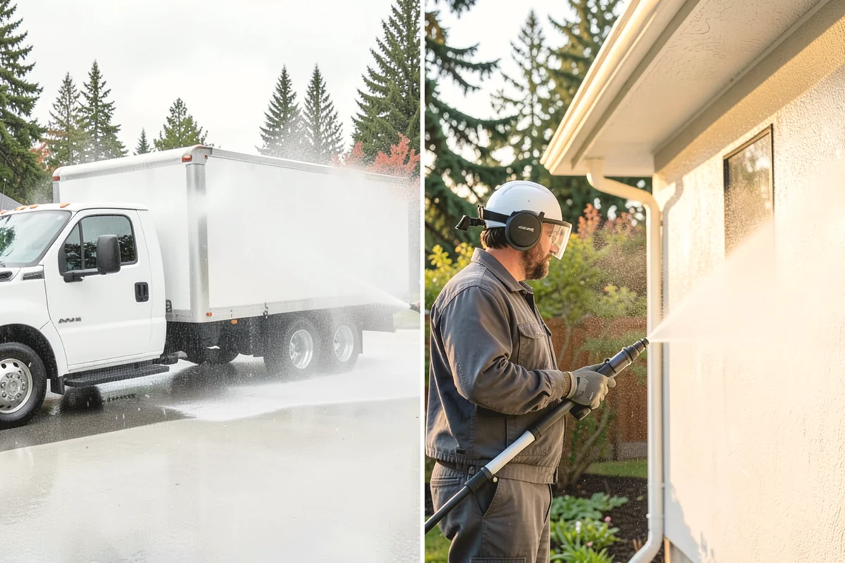 Gutter Brightening in Mountlake Terrace, Snohomish County, WA - Pre-rinse the gutter exteriors to remove loose dirt