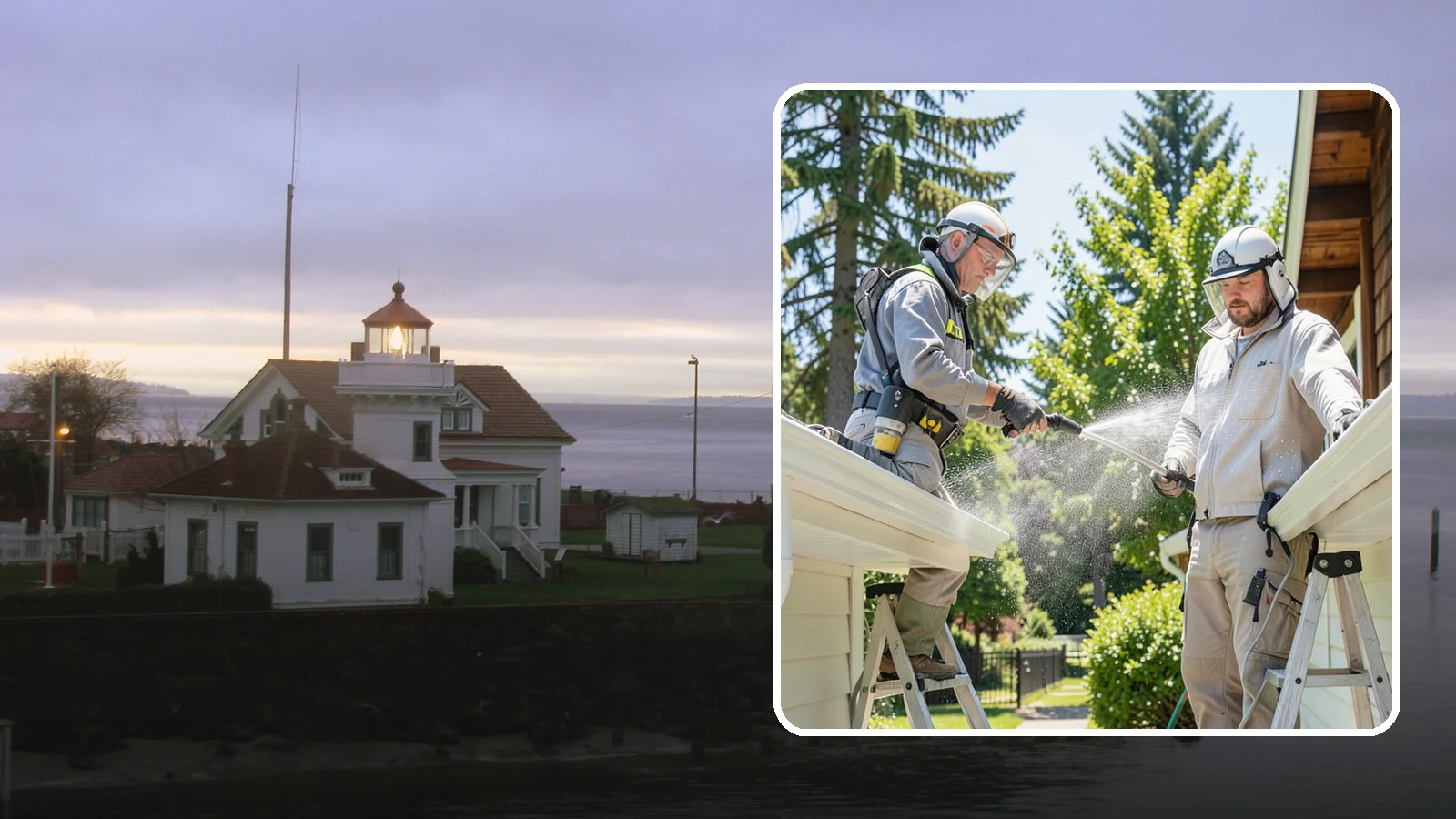 Gutter Brightening in Mukilteo, Snohomish County, WA - A brightening treatment that lifts dull, chalky buildup from gutter exteriors to renew their factory sheen.