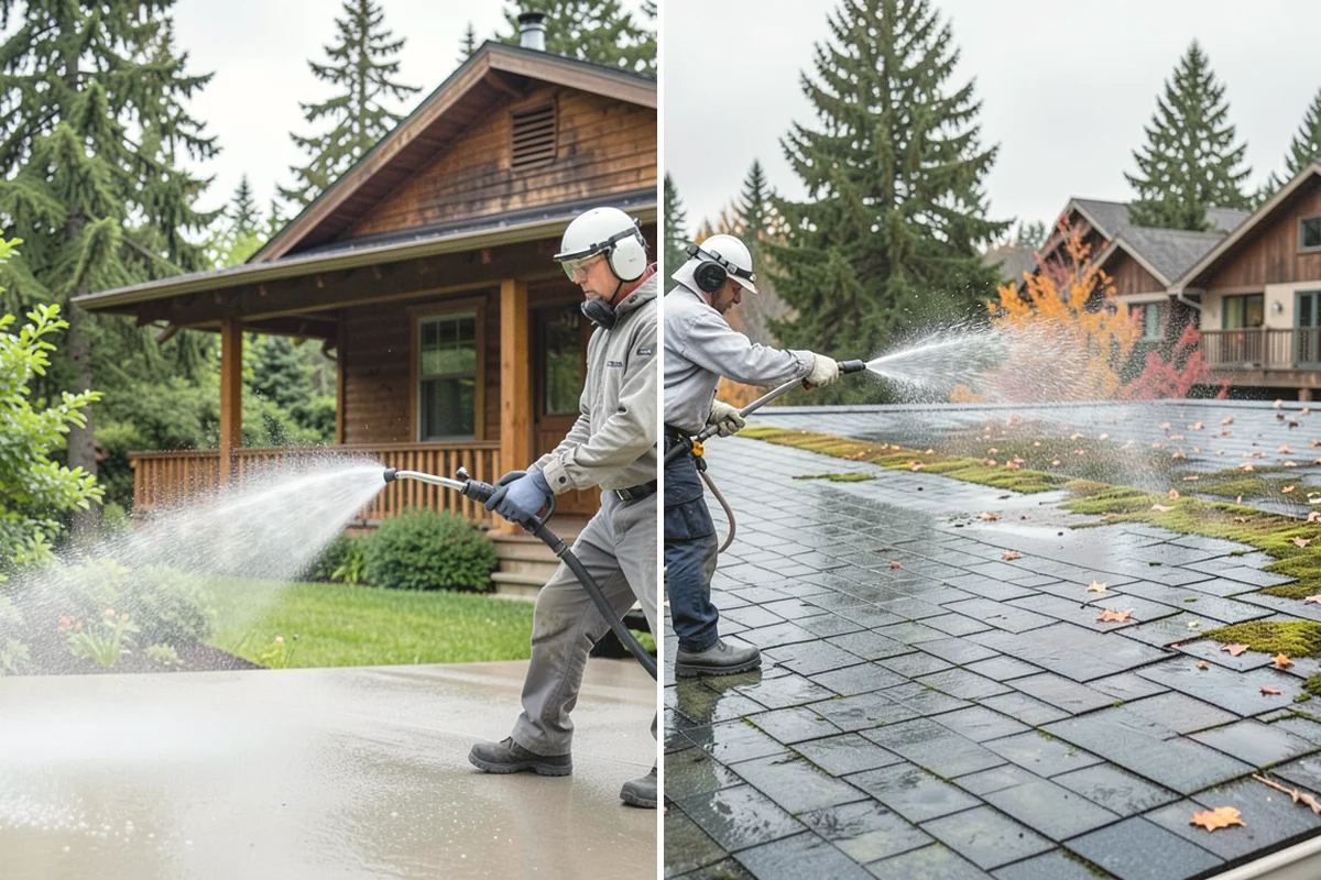 Gutter Brightening in Mukilteo, Snohomish County, WA - Pre-rinse the gutter exteriors to remove loose dirt
