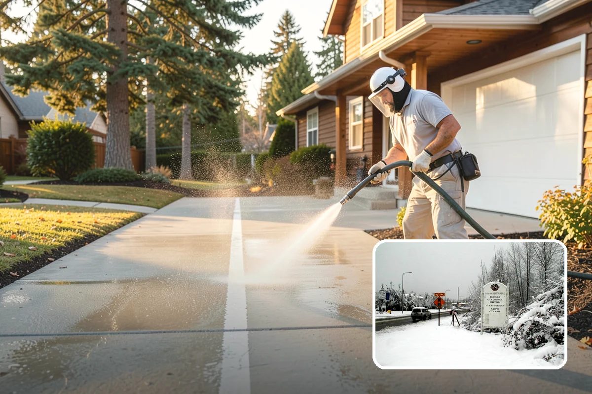 Gutter Brightening in Newcastle, King County, WA - Lifts chalky weathered film that plain washing misses