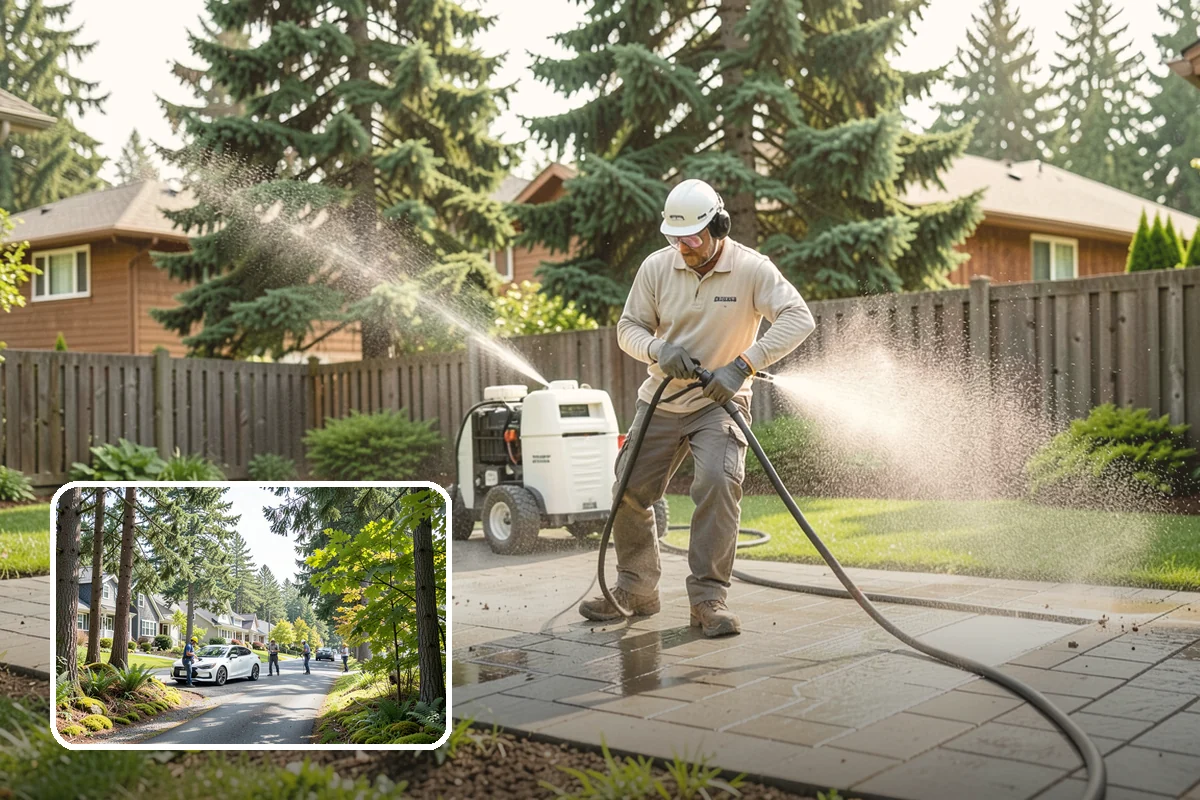 Gutter Brightening in Normandy Park, King County, WA - Lifts chalky weathered film that plain washing misses