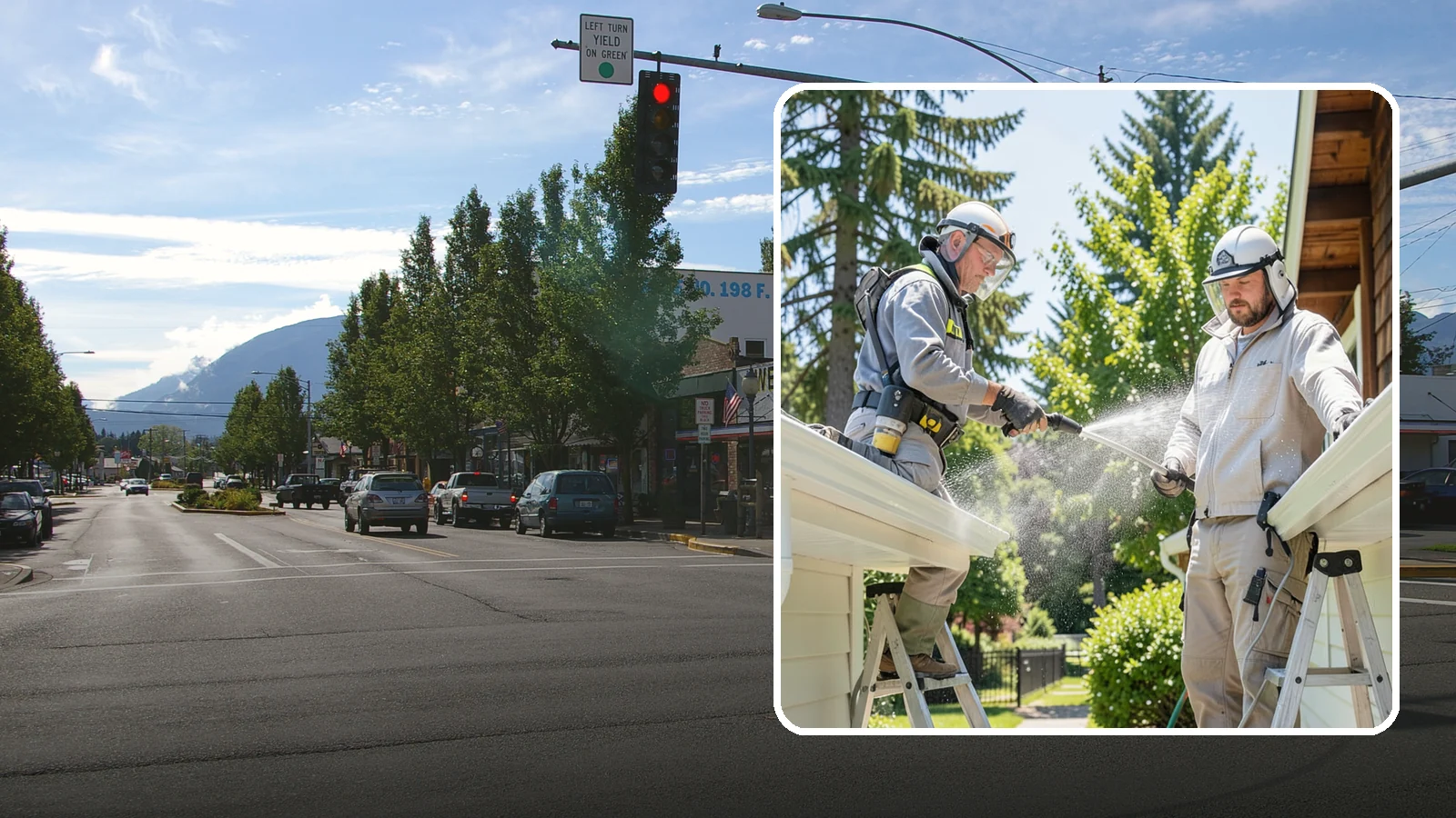 Gutter Brightening in North Bend, King County, WA - A brightening treatment that lifts dull, chalky buildup from gutter exteriors to renew their factory sheen.