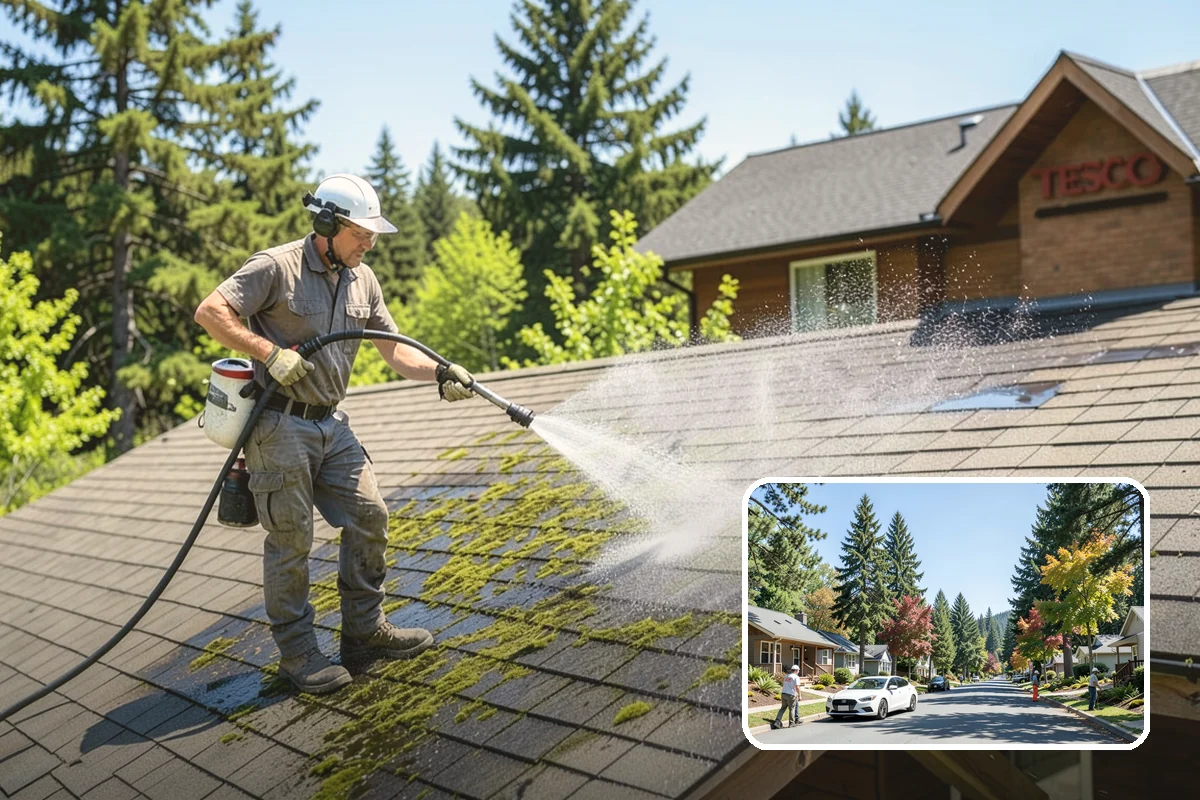 Gutter Brightening in Orting, Pierce County, WA - Lifts chalky weathered film that plain washing misses