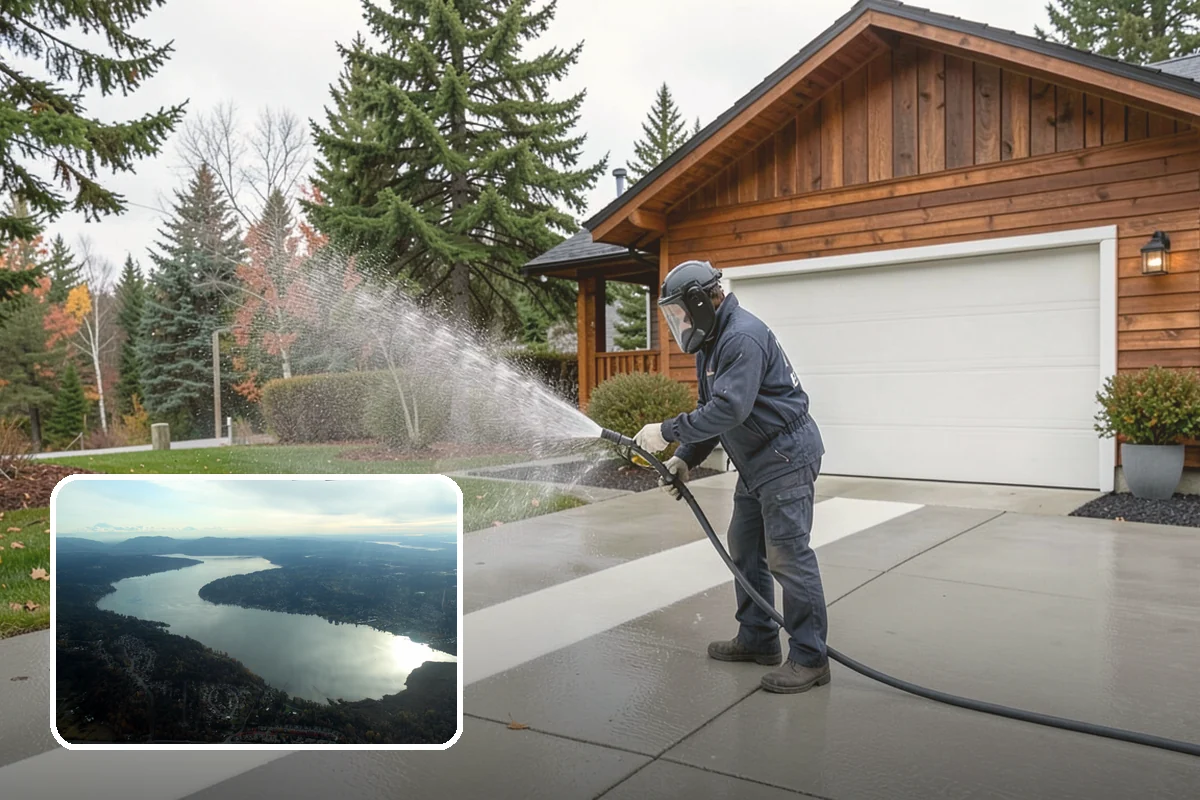 Gutter Brightening in Sammamish, King County, WA - Lifts chalky weathered film that plain washing misses