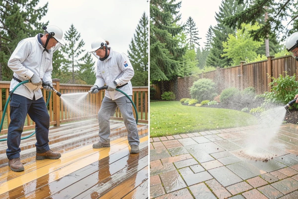 Gutter Brightening in Sammamish, King County, WA - Pre-rinse the gutter exteriors to remove loose dirt