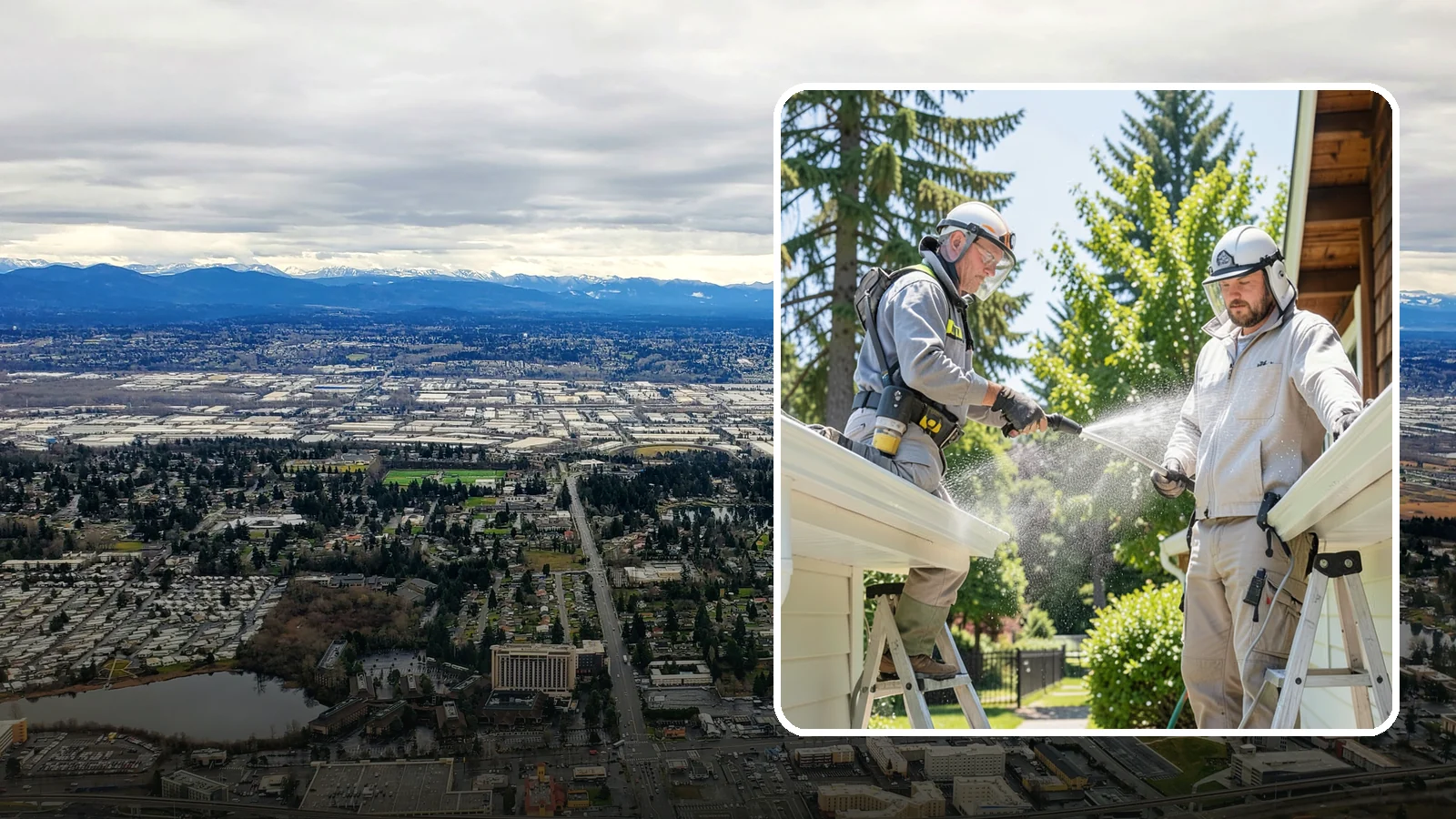 Gutter Brightening in SeaTac, King County, WA - A brightening treatment that lifts dull, chalky buildup from gutter exteriors to renew their factory sheen.