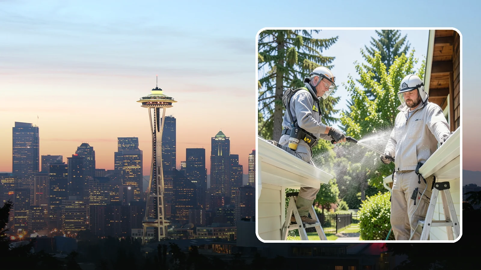 Gutter Brightening in Seattle, King County, WA - A brightening treatment that lifts dull, chalky buildup from gutter exteriors to renew their factory sheen.