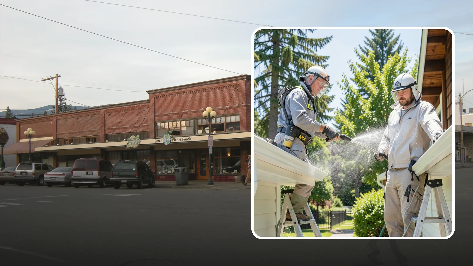 Gutter Brightening in Sedro-Woolley, Skagit County, WA - A brightening treatment that lifts dull, chalky buildup from gutter exteriors to renew their factory sheen.