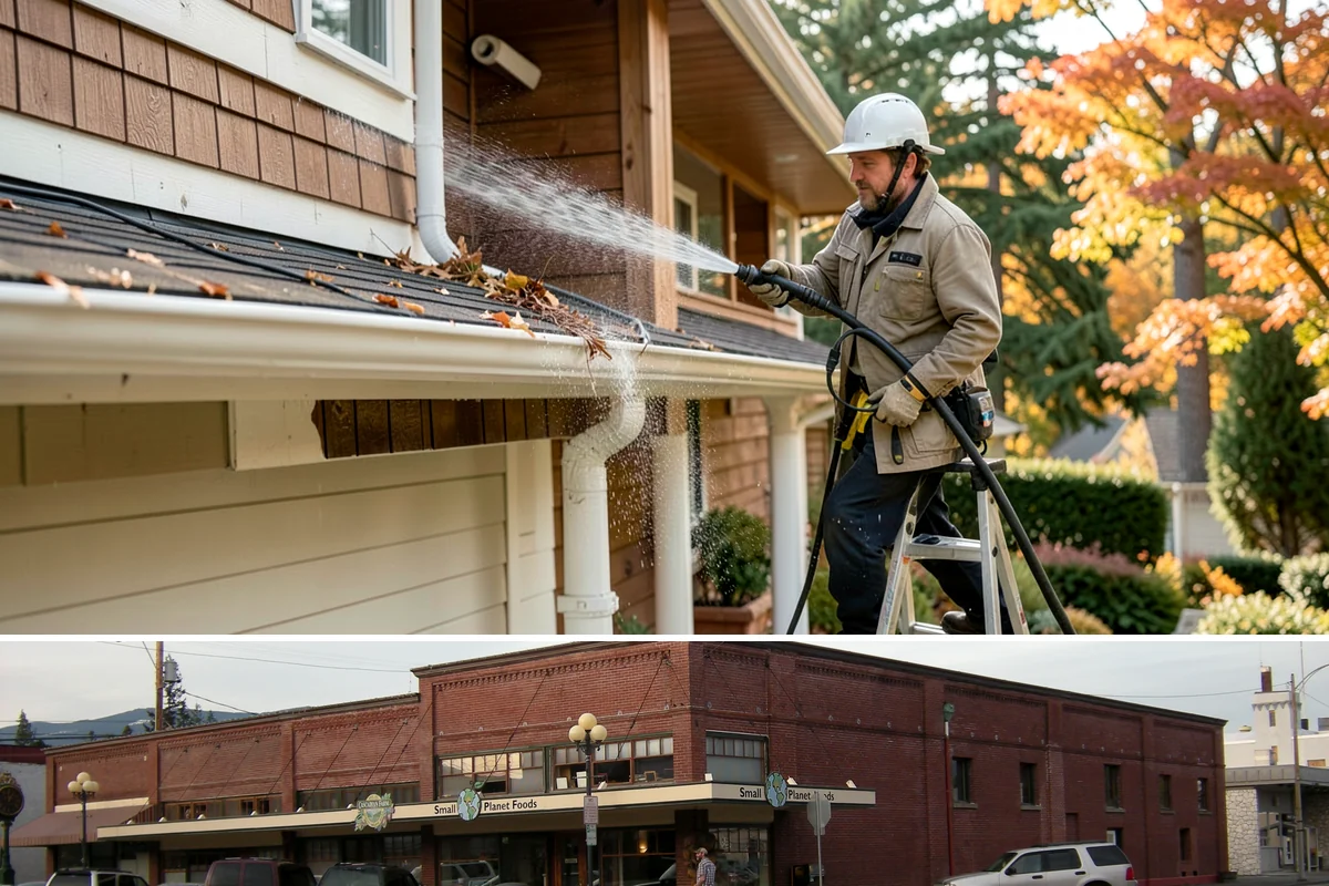 Gutter Brightening in Sedro-Woolley, Skagit County, WA - Brighten in the drier summer stretch so the treatment works without immediate rain washing it off.
