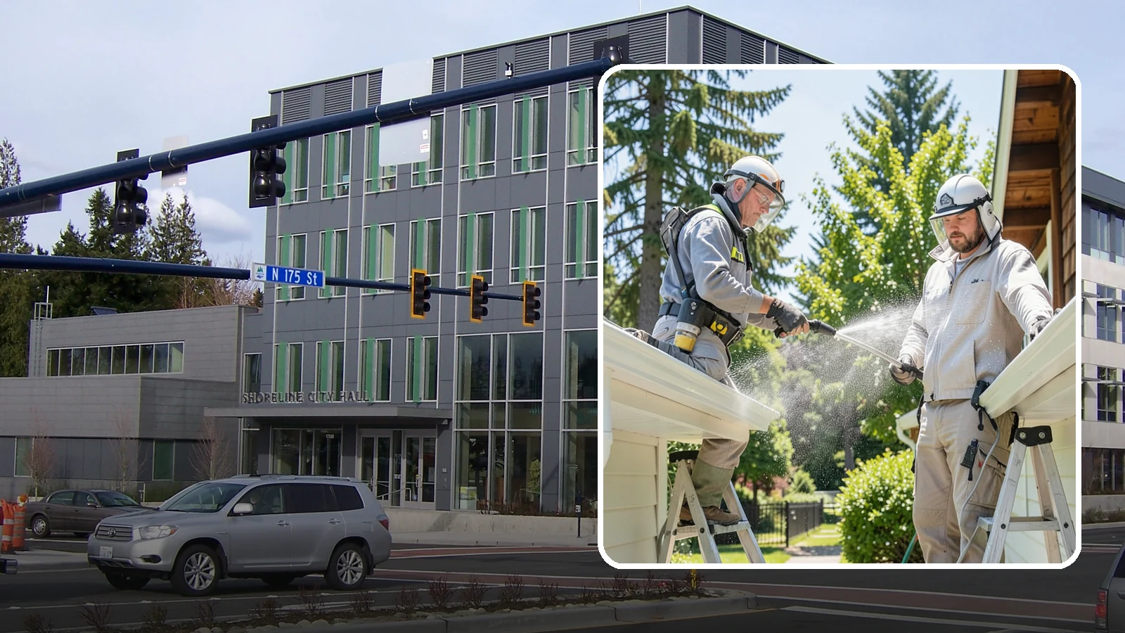 Gutter Brightening in Shoreline, King County, WA - A brightening treatment that lifts dull, chalky buildup from gutter exteriors to renew their factory sheen.