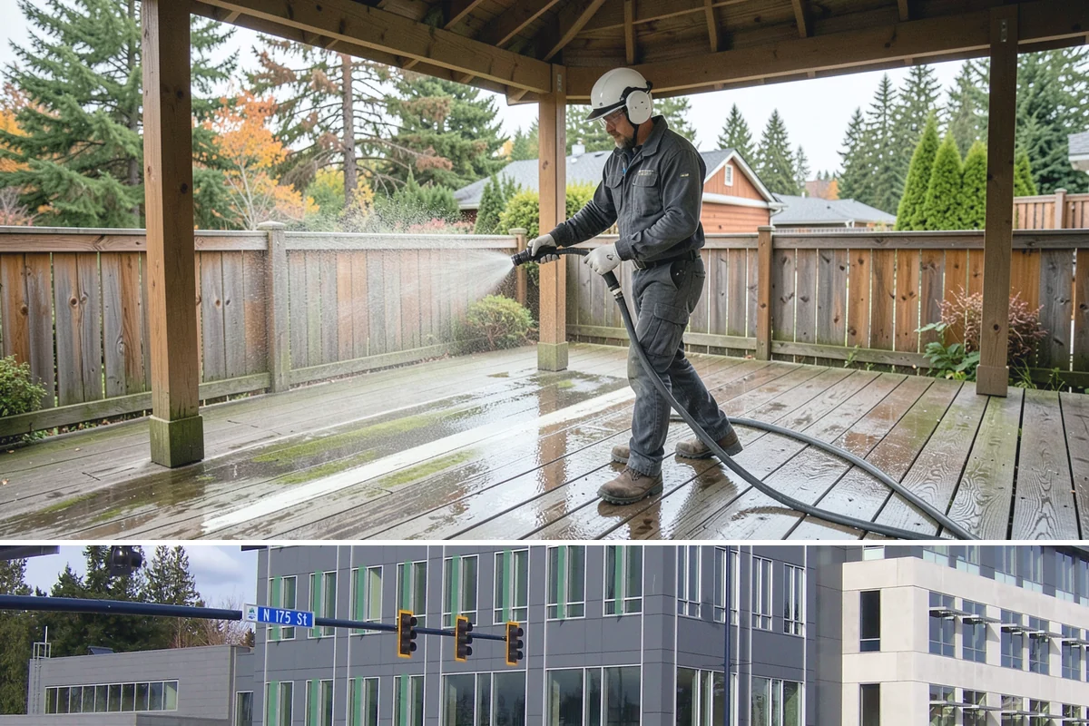 Gutter Brightening in Shoreline, King County, WA - Brighten in the drier summer stretch so the treatment works without immediate rain washing it off.