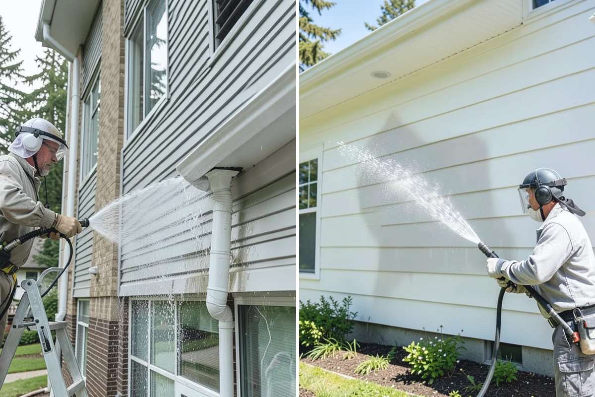 Gutter Brightening in Skykomish, King County, WA - Pre-rinse the gutter exteriors to remove loose dirt