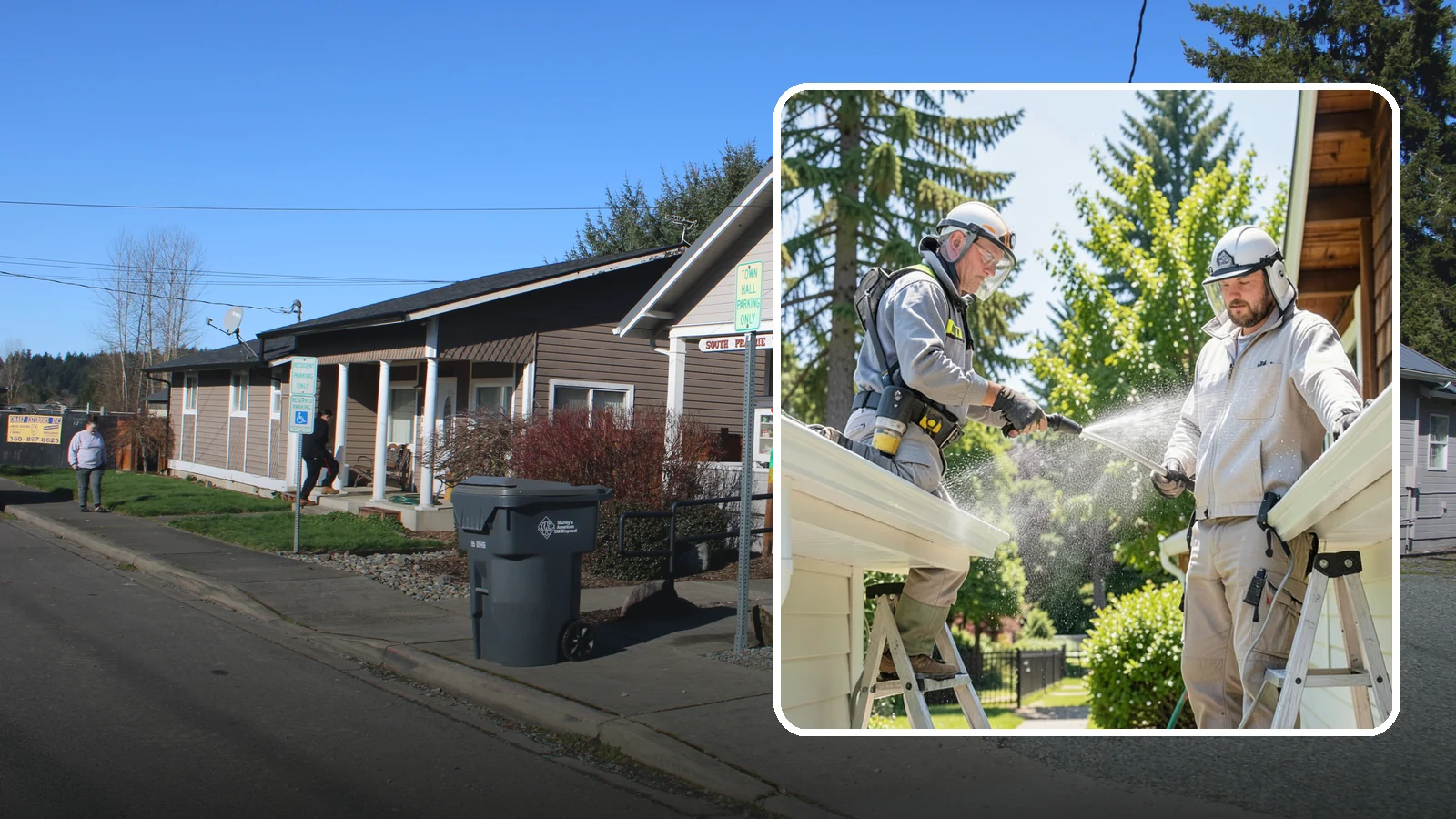 Gutter Brightening in South Prairie, Pierce County, WA - A brightening treatment that lifts dull, chalky buildup from gutter exteriors to renew their factory sheen.