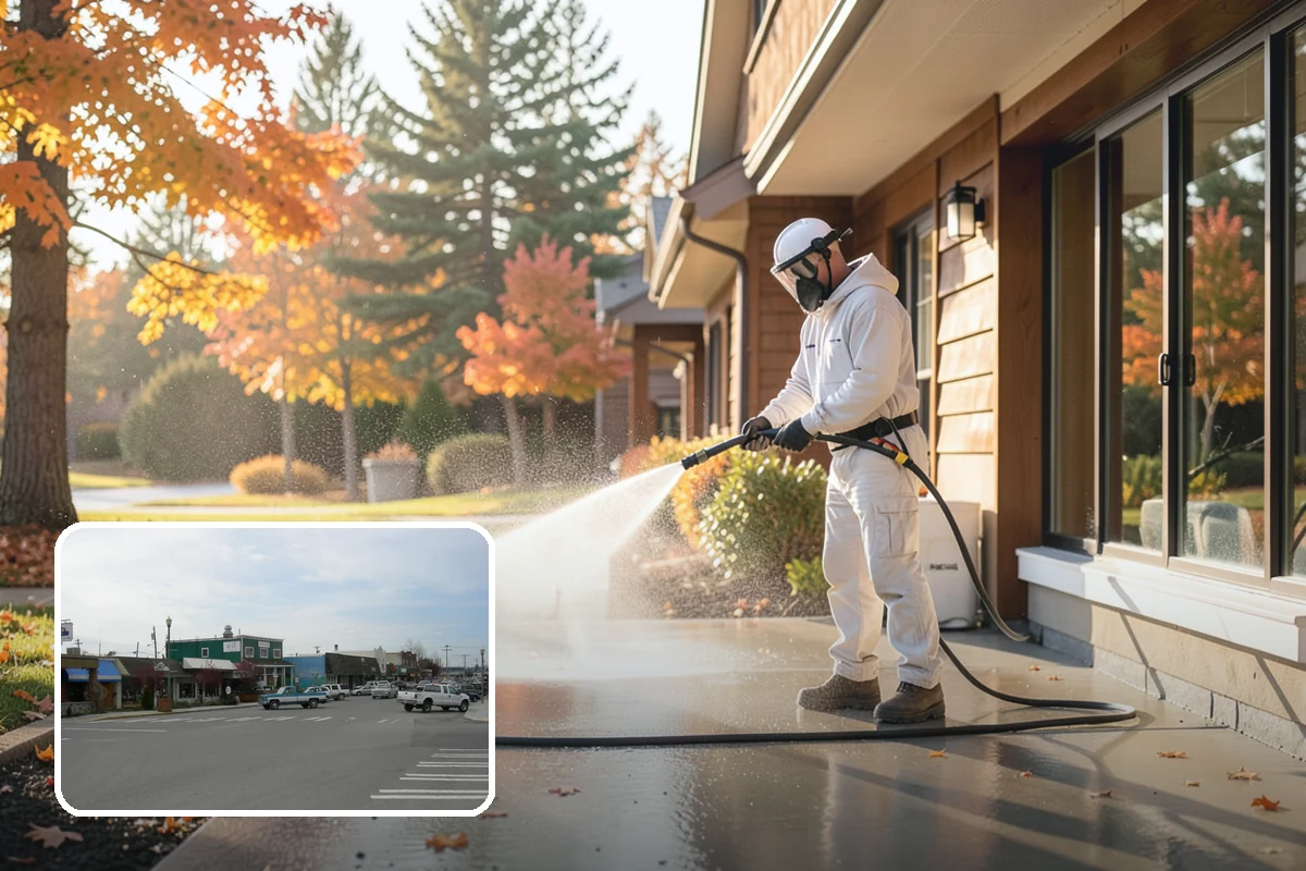 Gutter Brightening in Stanwood, Snohomish County, WA - Lifts chalky weathered film that plain washing misses