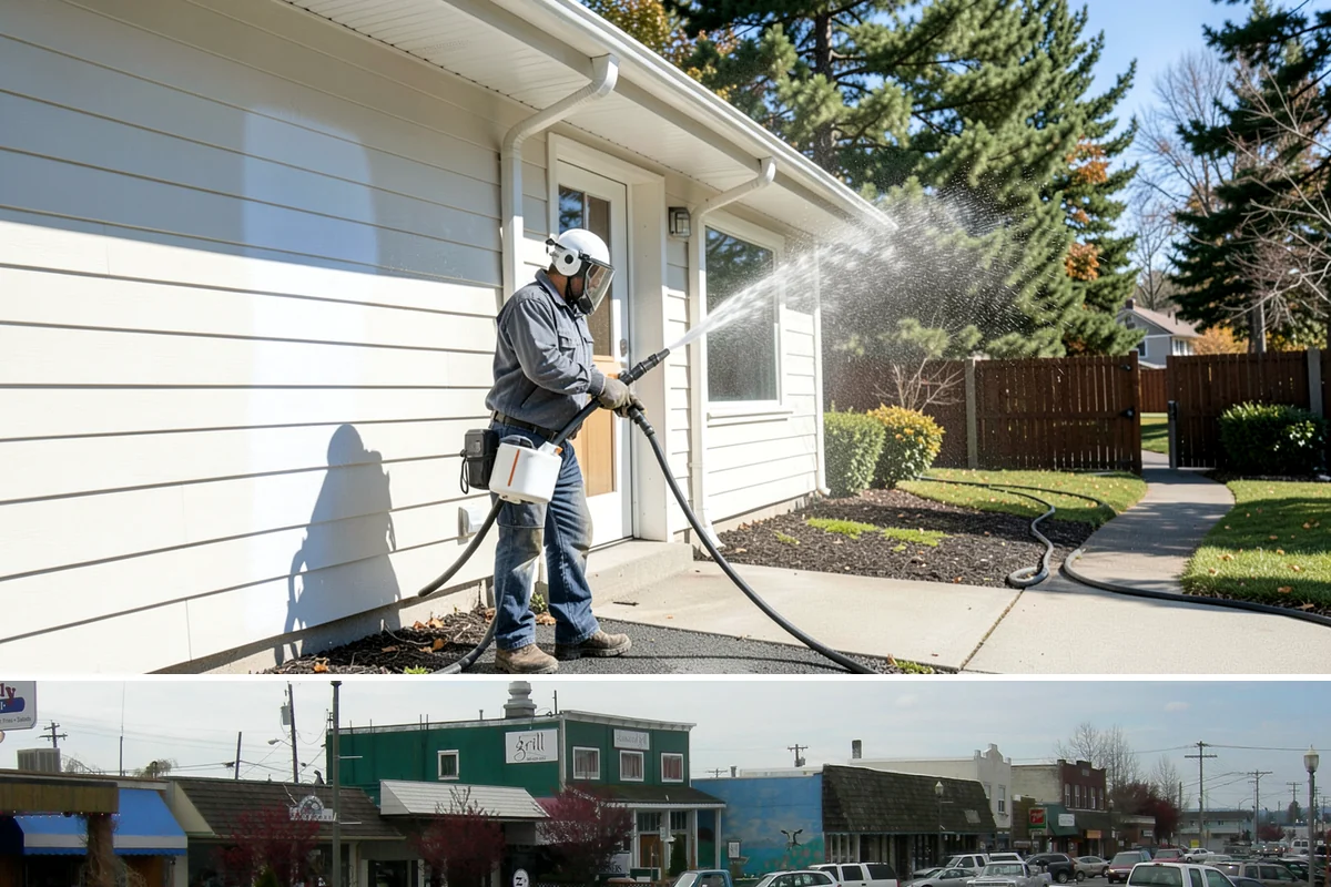 Gutter Brightening in Stanwood, Snohomish County, WA - Brighten in the drier summer stretch so the treatment works without immediate rain washing it off.