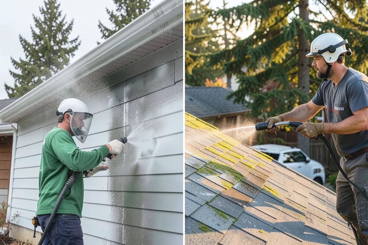 Gutter Brightening in Sumner, Pierce County, WA - Pre-rinse the gutter exteriors to remove loose dirt