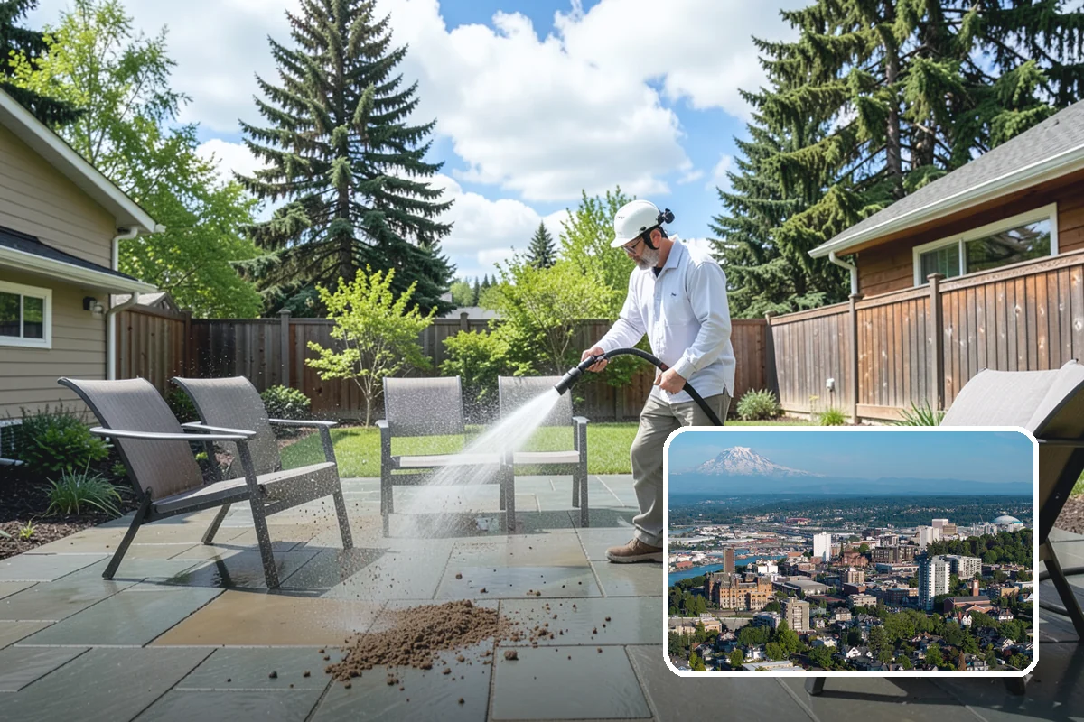 Gutter Brightening in Tacoma, Pierce County, WA - Lifts chalky weathered film that plain washing misses