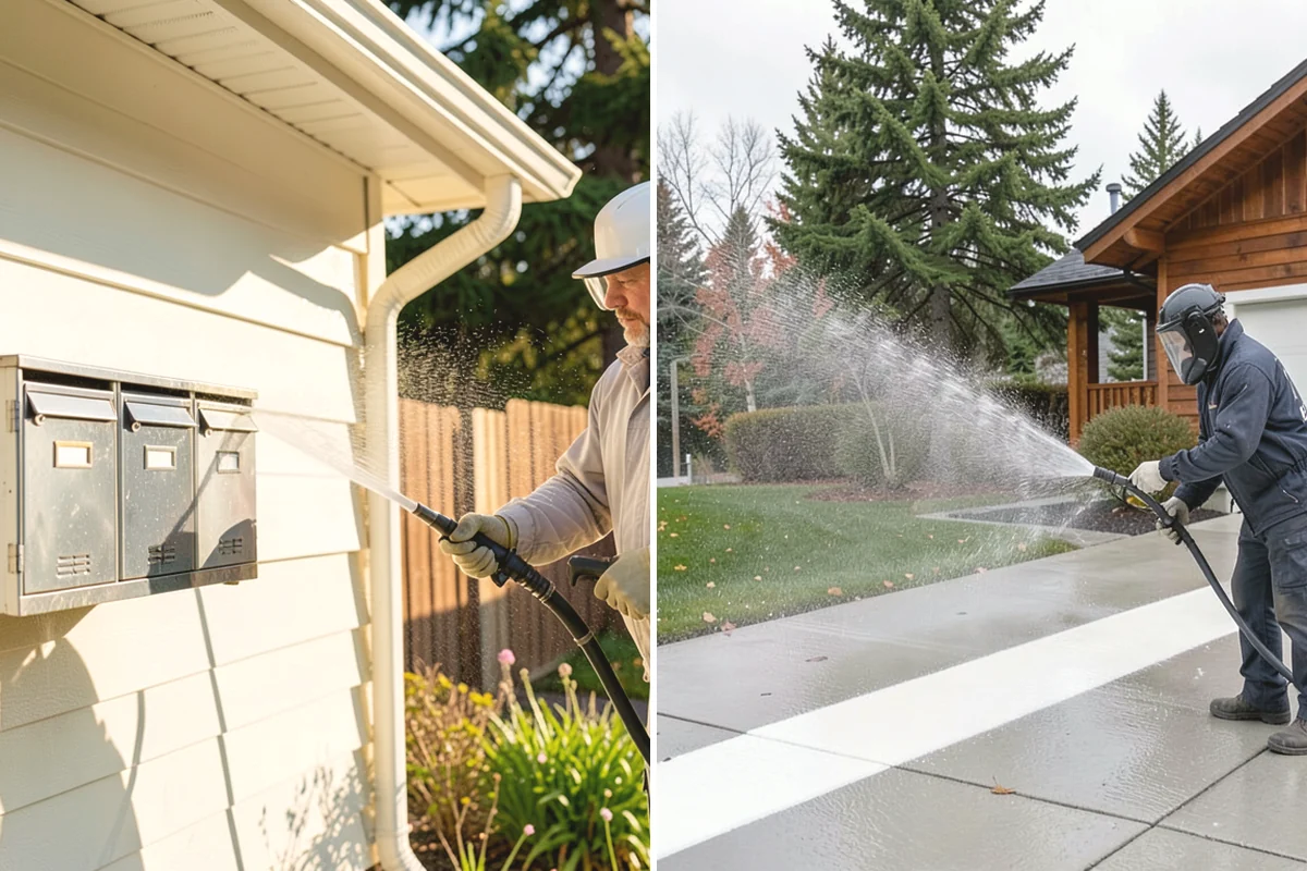 Gutter Brightening in Tacoma, Pierce County, WA - Pre-rinse the gutter exteriors to remove loose dirt