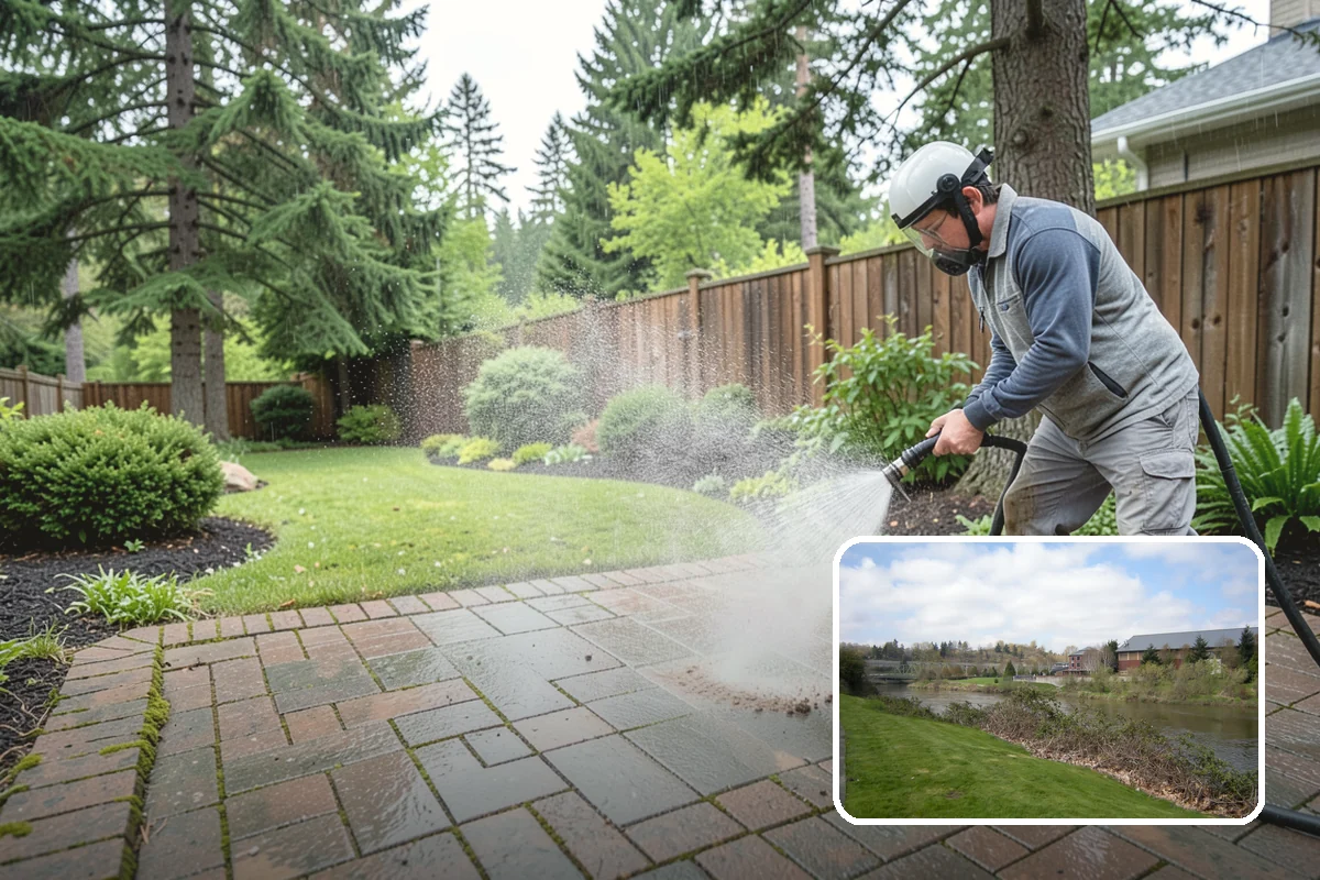 Gutter Brightening in Tukwila, King County, WA - Lifts chalky weathered film that plain washing misses