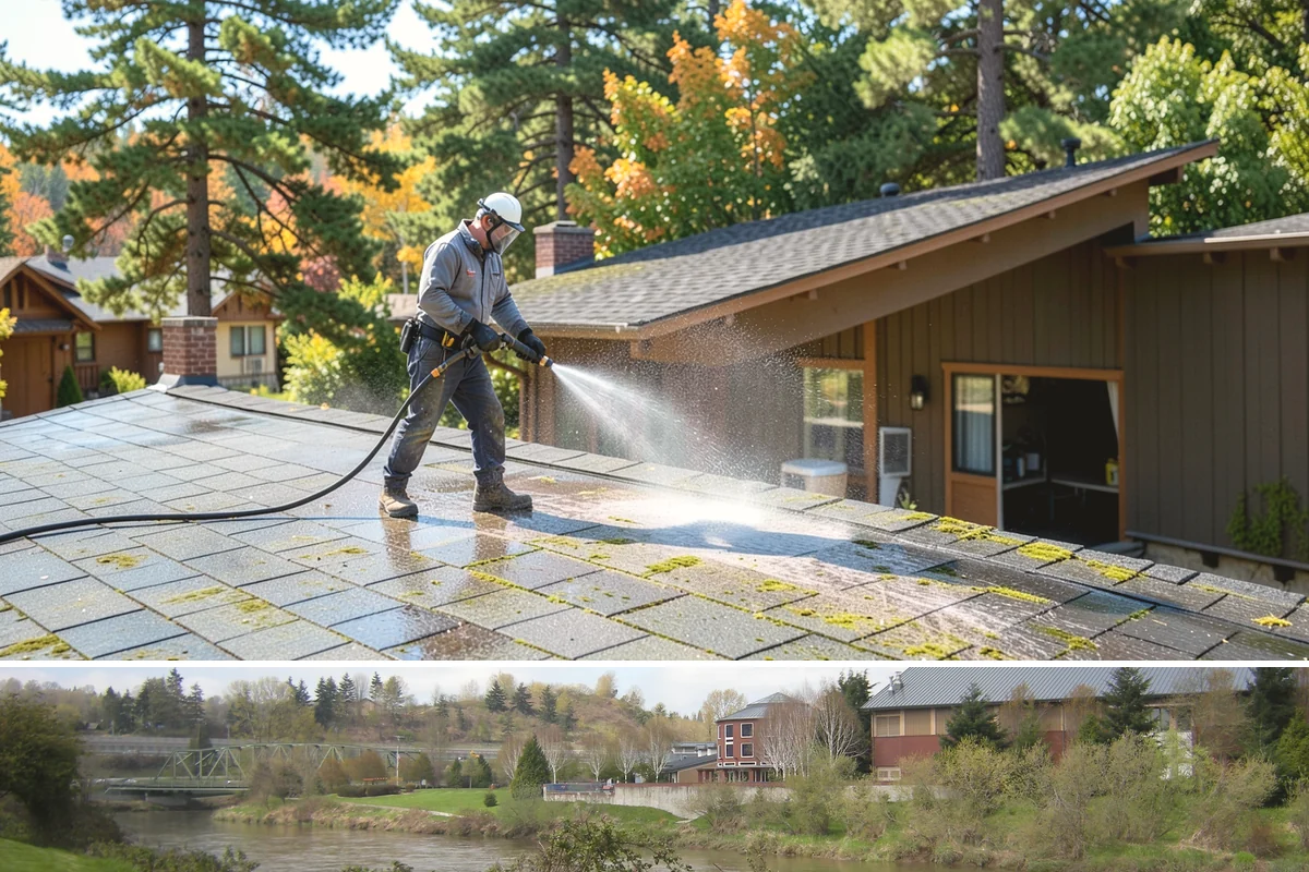 Gutter Brightening in Tukwila, King County, WA - Brighten in the drier summer stretch so the treatment works without immediate rain washing it off.