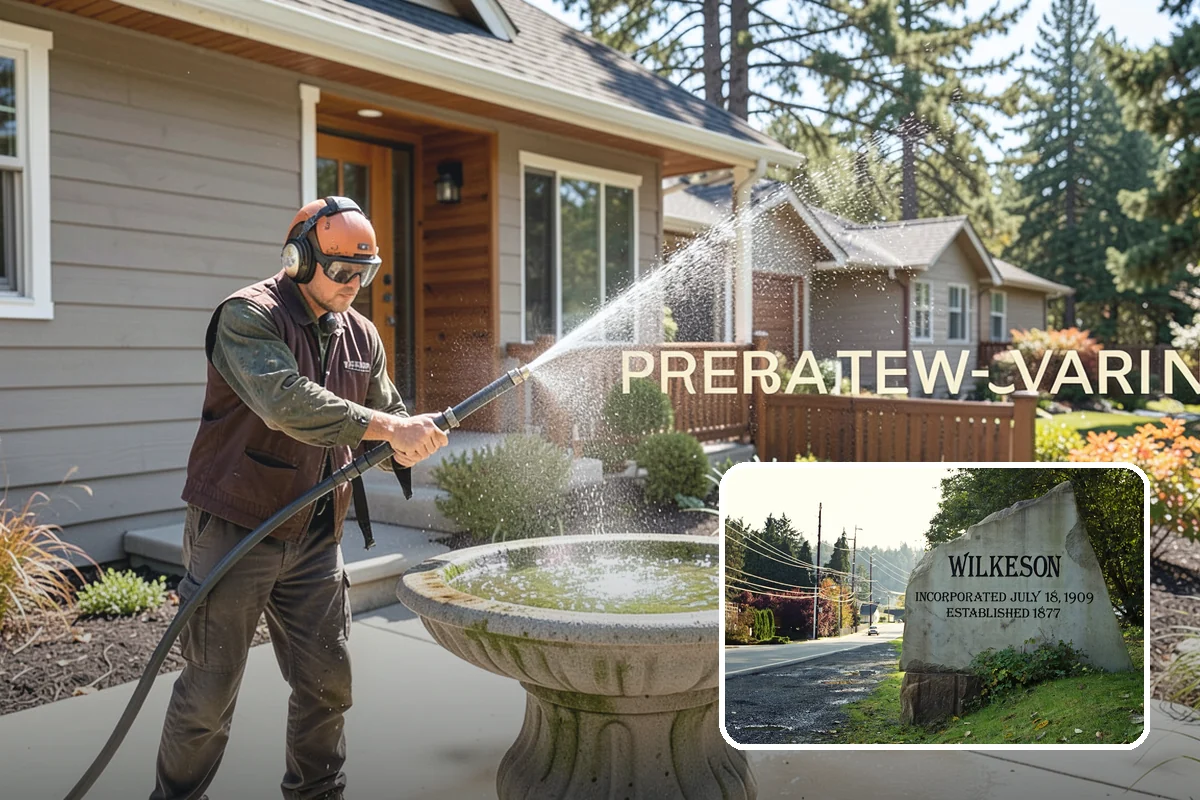 Gutter Brightening in Wilkeson, Pierce County, WA - Lifts chalky weathered film that plain washing misses