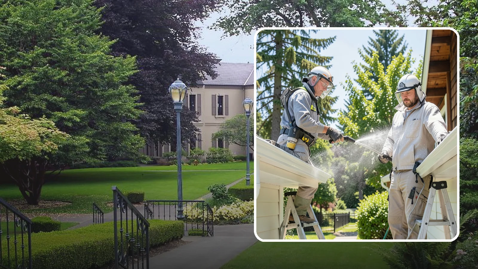 Gutter Brightening in Woodinville, King County, WA - A brightening treatment that lifts dull, chalky buildup from gutter exteriors to renew their factory sheen.