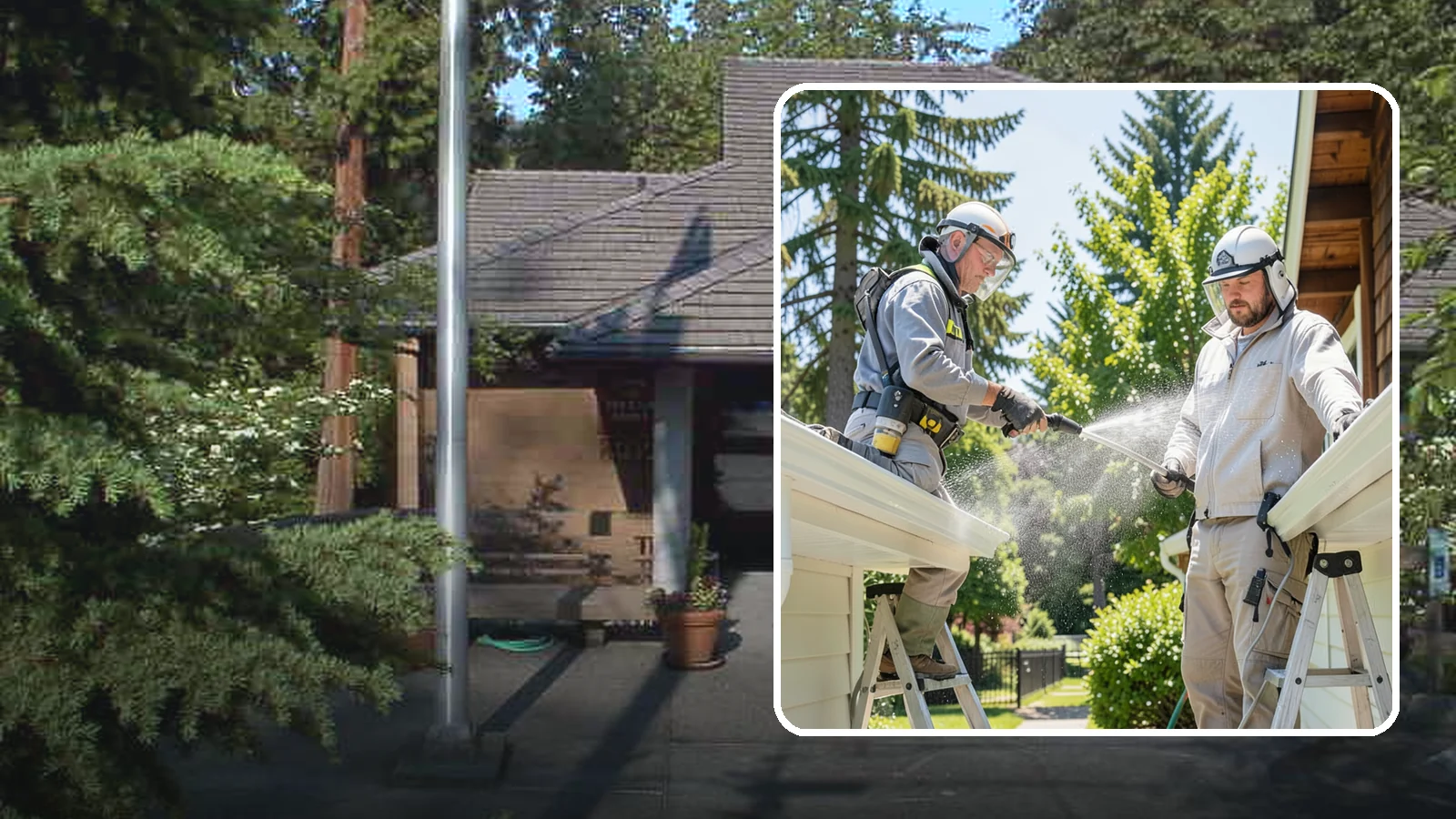 Gutter Brightening in Yarrow Point, King County, WA - A brightening treatment that lifts dull, chalky buildup from gutter exteriors to renew their factory sheen.