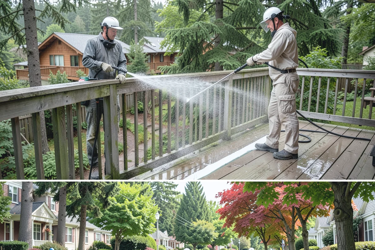 Gutter Cleaning in Beaux Arts Village, King County, WA - Clean gutters in late fall after the leaves drop and again in spring to catch needle buildup, the two heaviest seasons.