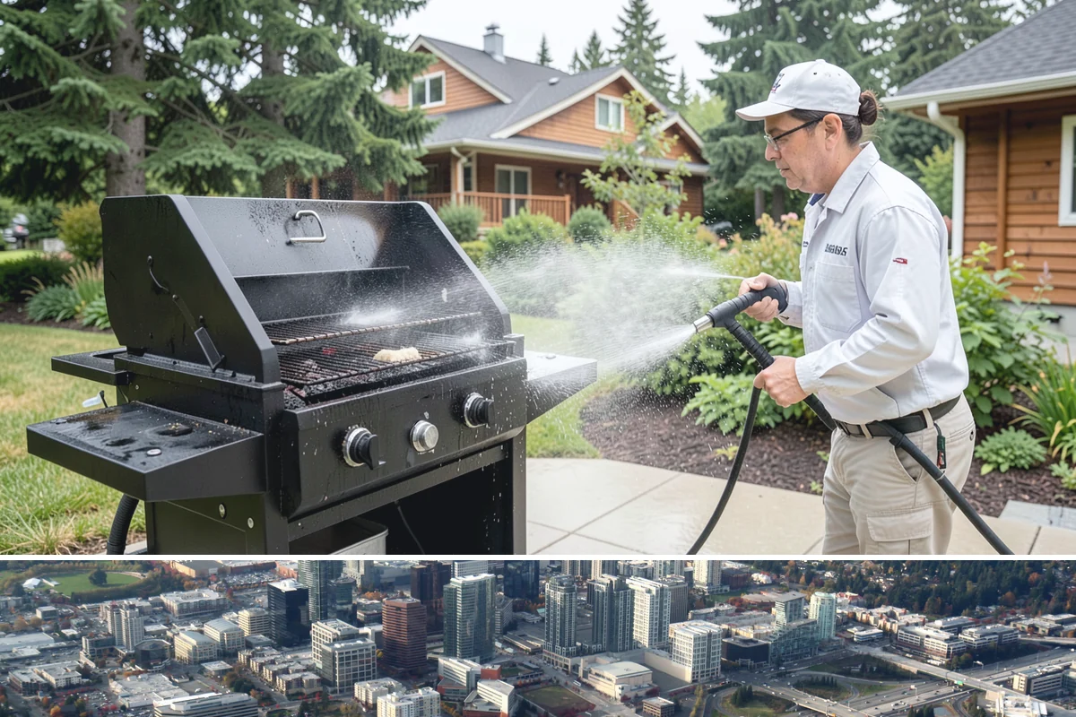 Gutter Cleaning in Bellevue, King County, WA - Clean gutters in late fall after the leaves drop and again in spring to catch needle buildup, the two heaviest seasons.
