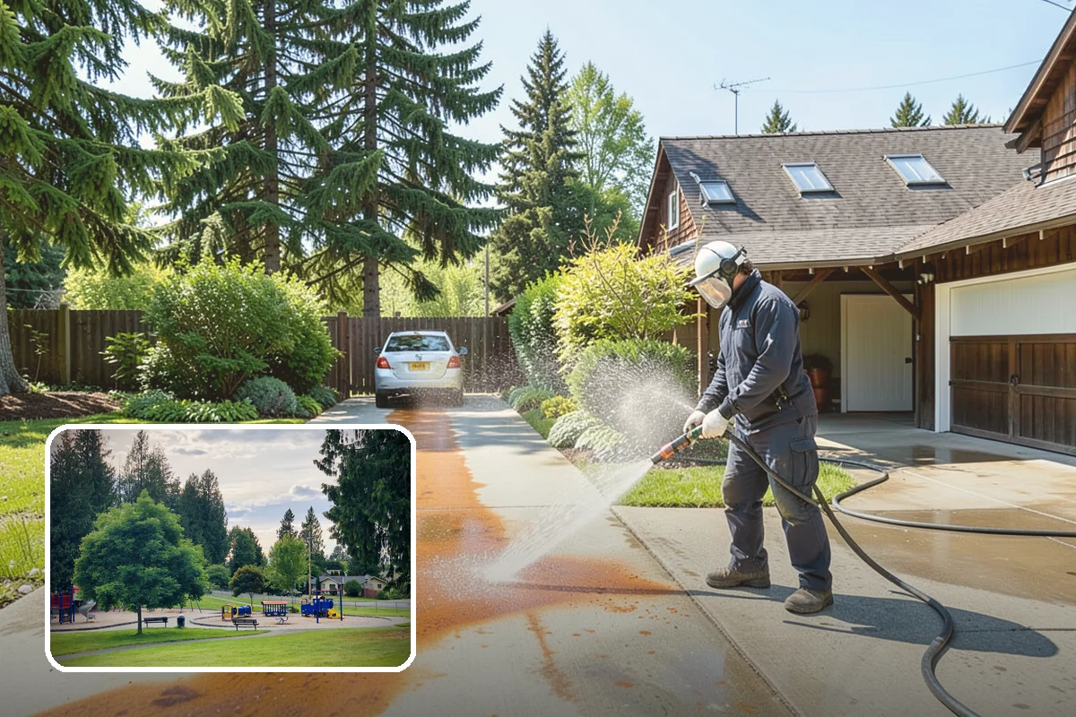 Gutter Cleaning in Bonney Lake, Pierce County, WA - Clears fir needles, moss, and leaves from the troughs