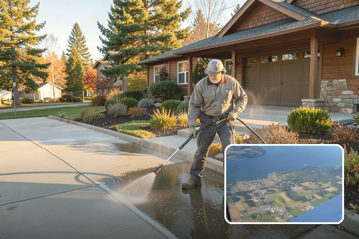 Gutter Cleaning in Coupeville, Island County, WA - Clears fir needles, moss, and leaves from the troughs