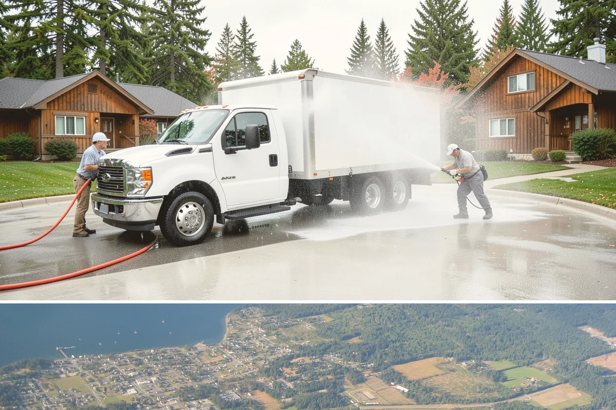 Gutter Cleaning in Coupeville, Island County, WA - Clean gutters in late fall after the leaves drop and again in spring to catch needle buildup, the two heaviest seasons.