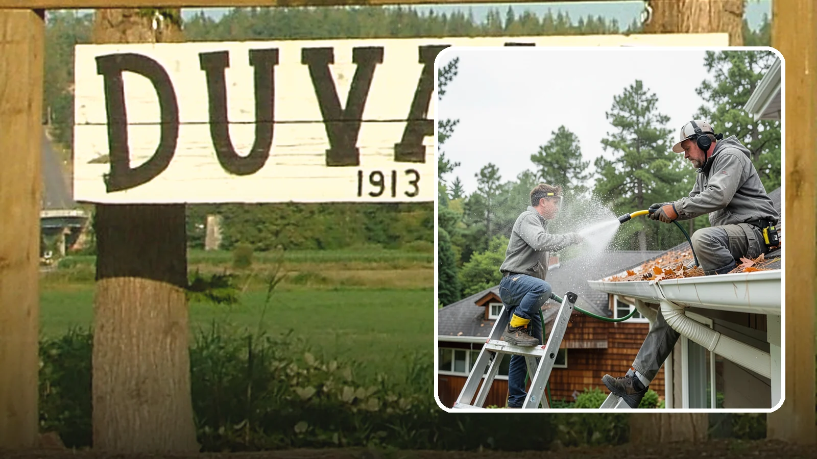 Gutter Cleaning in Duvall, King County, WA - Full clean-out of gutters clogged with the fir needles, moss, and maple leaves that fill Northwest troughs every season.