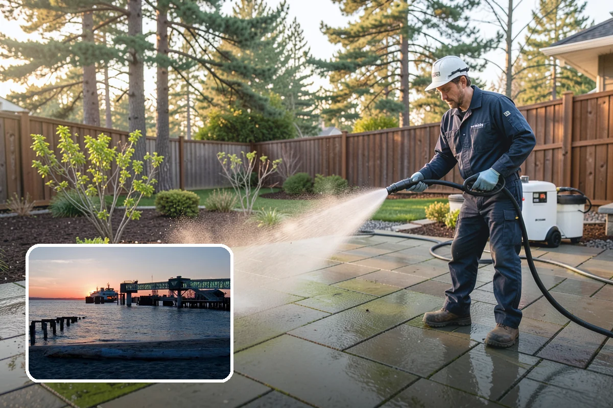 Gutter Cleaning in Edmonds, Snohomish County, WA - Clears fir needles, moss, and leaves from the troughs