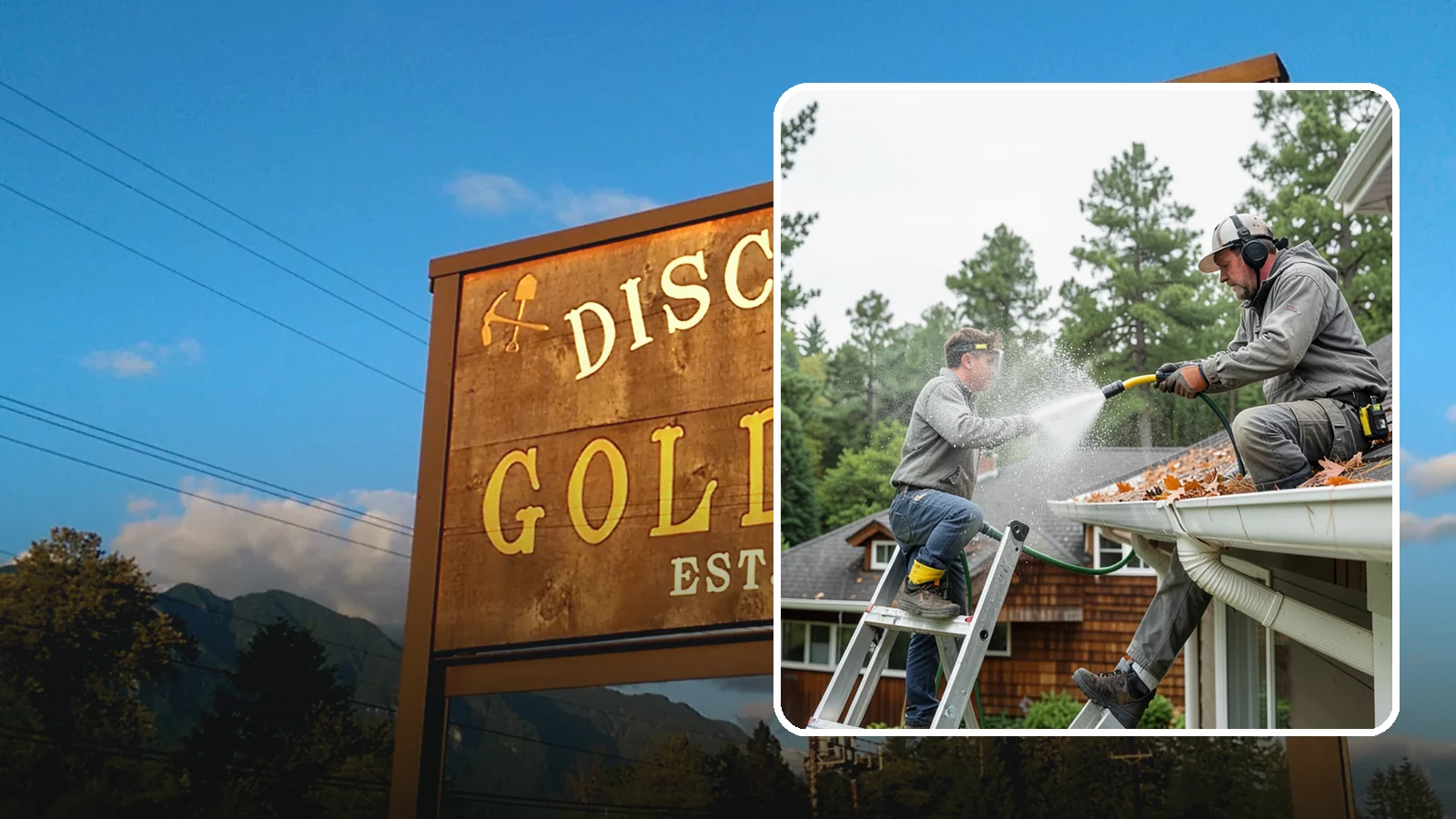 Gutter Cleaning in Gold Bar, Snohomish County, WA - Full clean-out of gutters clogged with the fir needles, moss, and maple leaves that fill Northwest troughs every season.